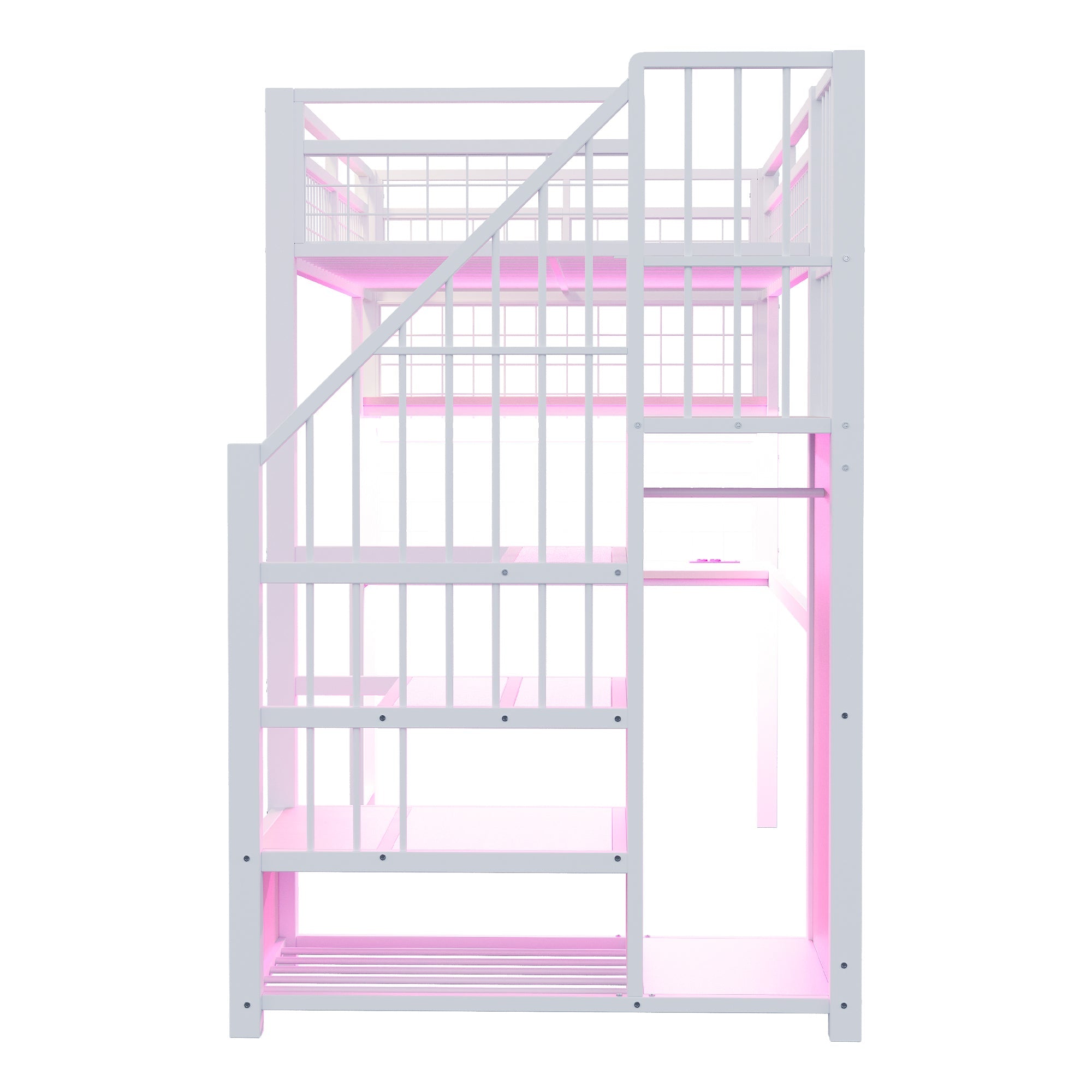 Logidon metalen hoogslaper 90x200 cm met bureau en LED-lichtstrip