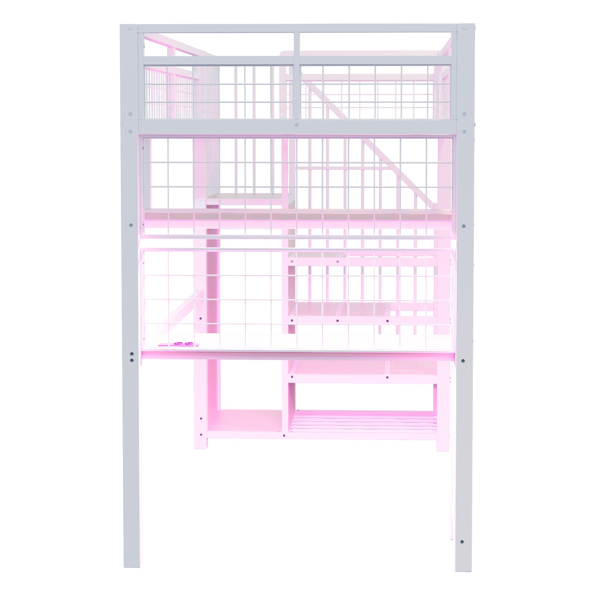 Logidon metalen hoogslaper 90x200 cm met bureau en LED-lichtstrip
