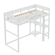 Logidon hoogslaper met plank 90x200 wit massief grenenhout