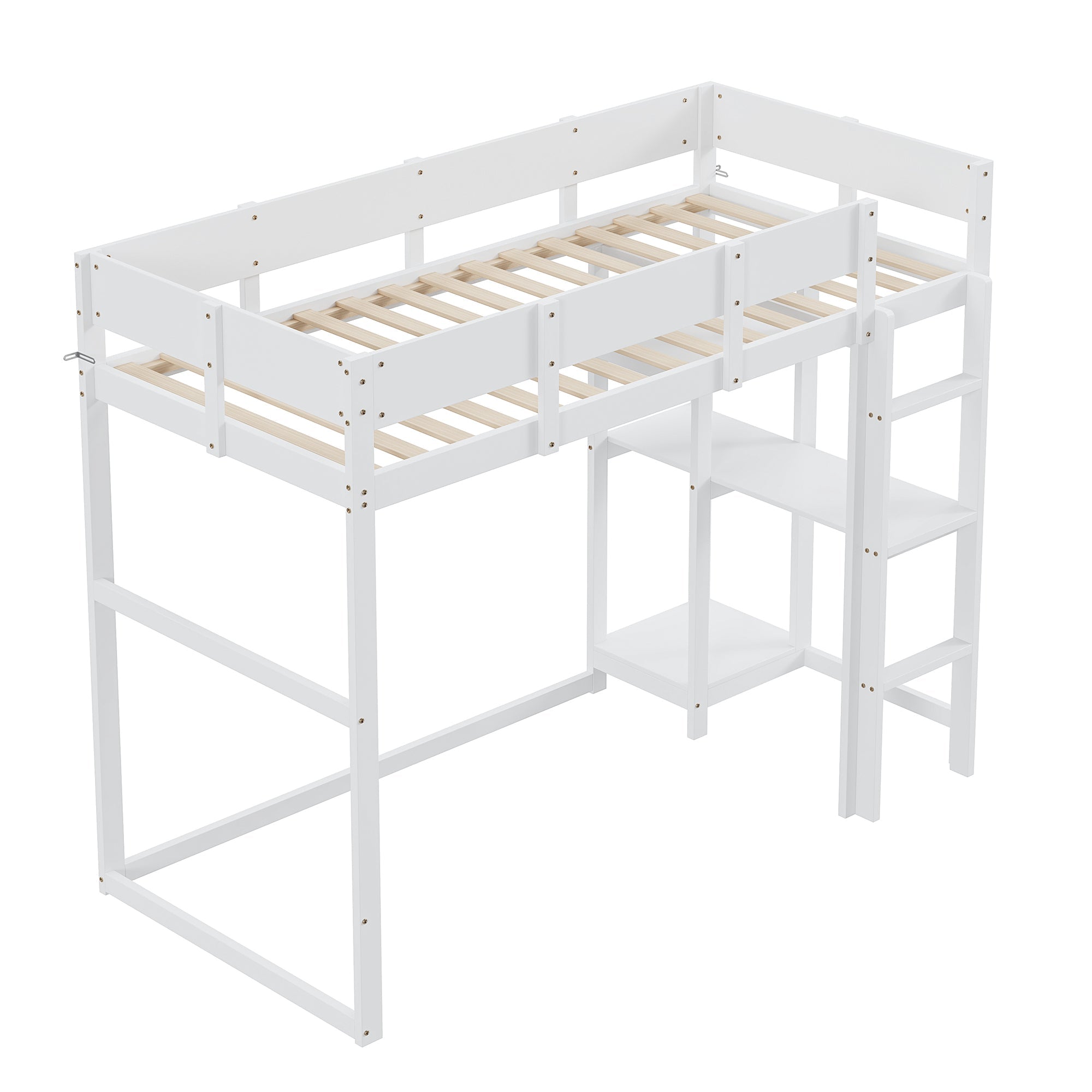 Logidon hoogslaper met plank 90x200 wit massief grenenhout