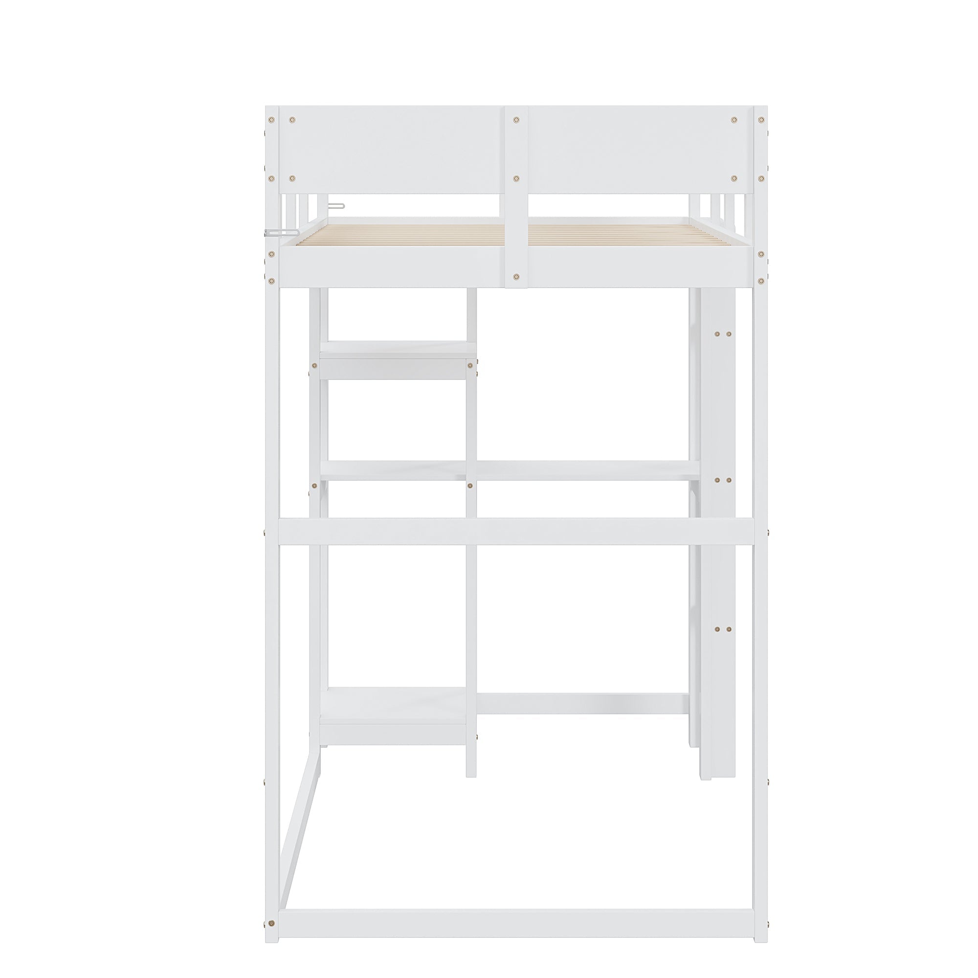 Logidon hoogslaper met plank 90x200 wit massief grenenhout