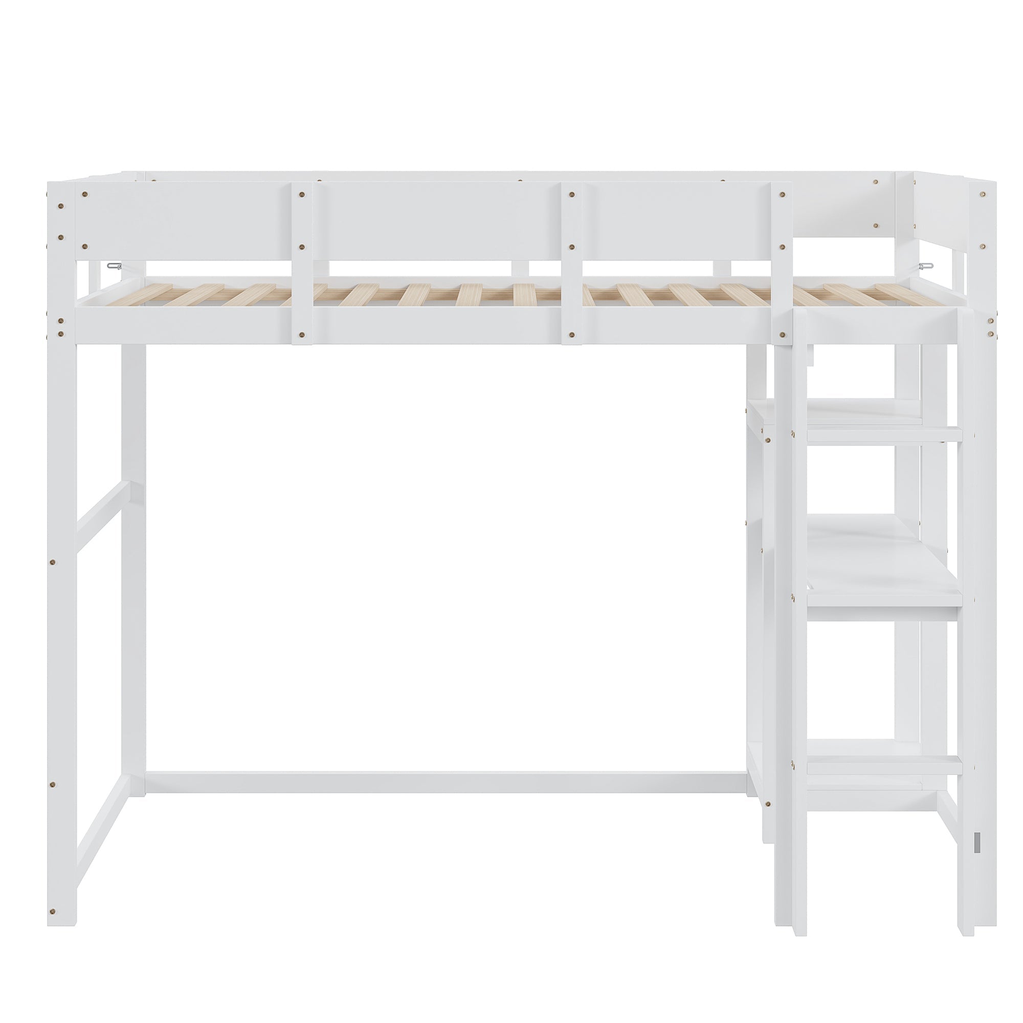 Logidon hoogslaper met plank 90x200 wit massief grenenhout
