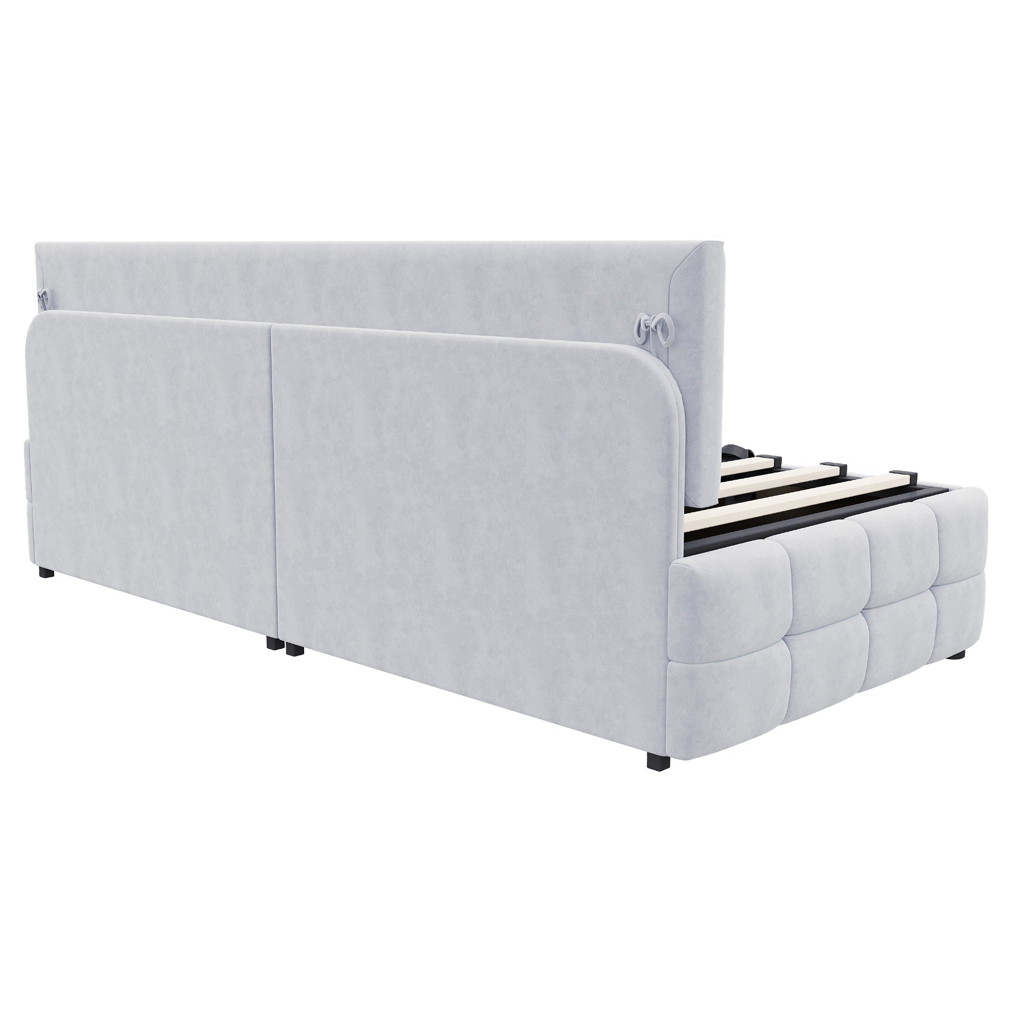 Logidon gestoffeerd bed 90x200 met hydraulische opbergruimte lichtgrijs