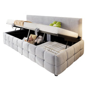 Logidon gestoffeerd bed 90x200 met hydraulische opbergruimte lichtgrijs