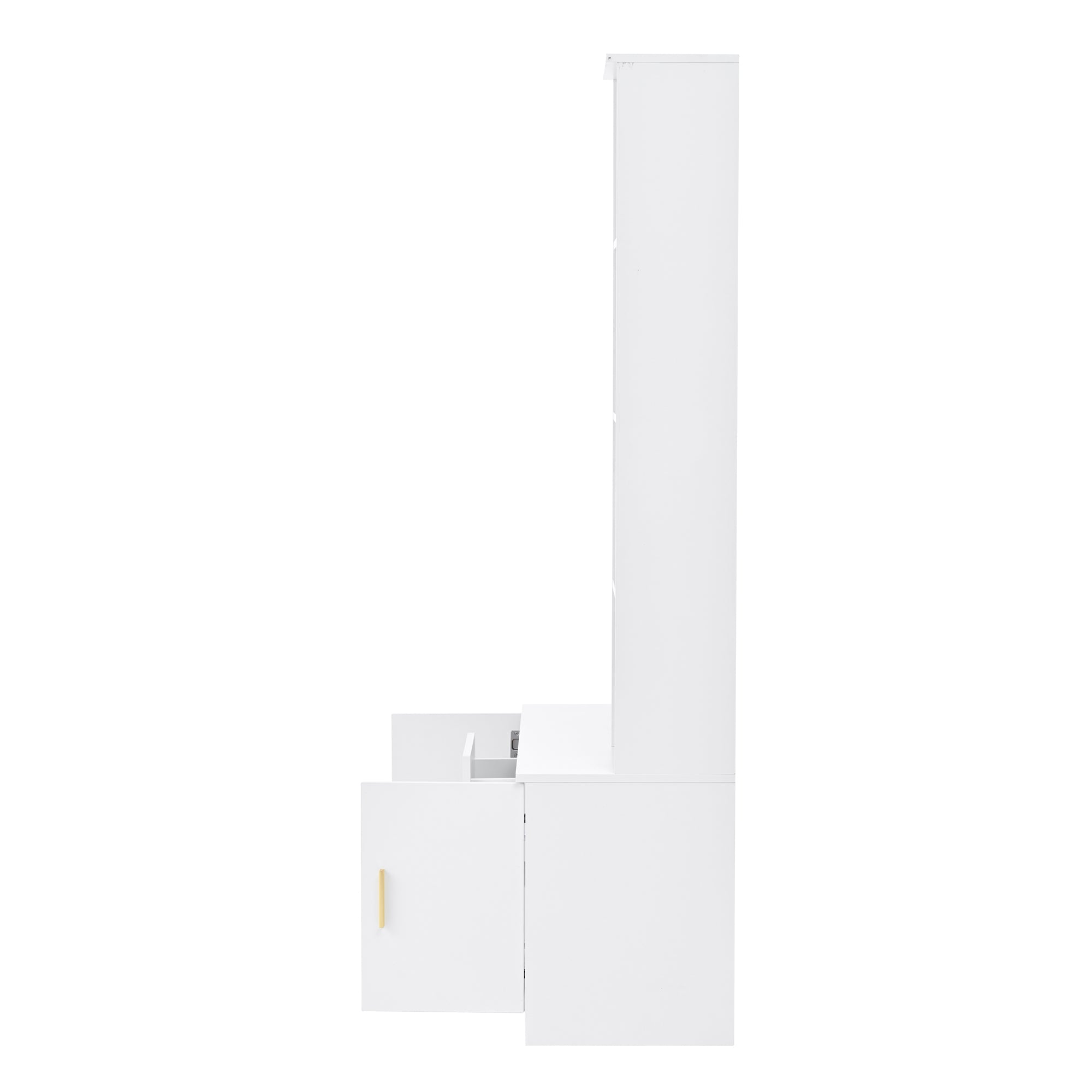 Logidon 90x40x180 cm halkast wit met spiegel en schoenenkast