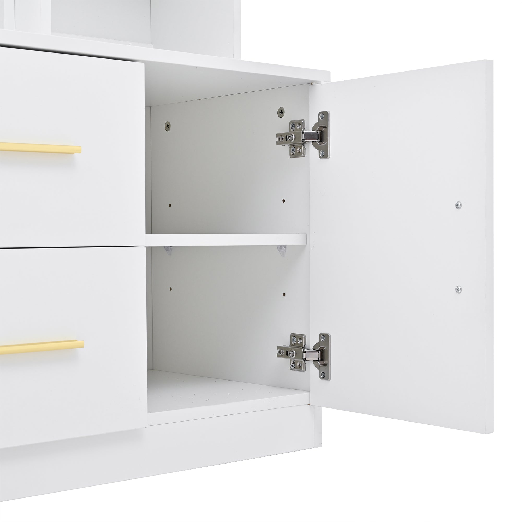 Logidon 90x40x180 cm halkast wit met spiegel en schoenenkast