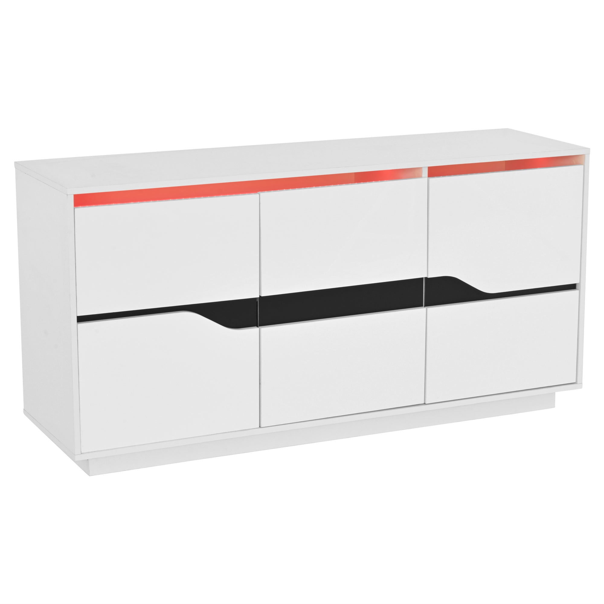 Logidon Sideboard 140x40x76 Cm White Black With 3 Doors LED
