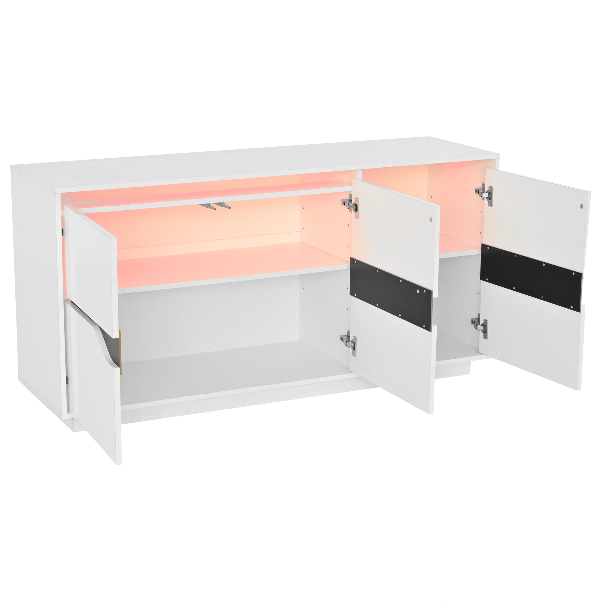 Logidon Sideboard 140x40x76 Cm White Black With 3 Doors LED