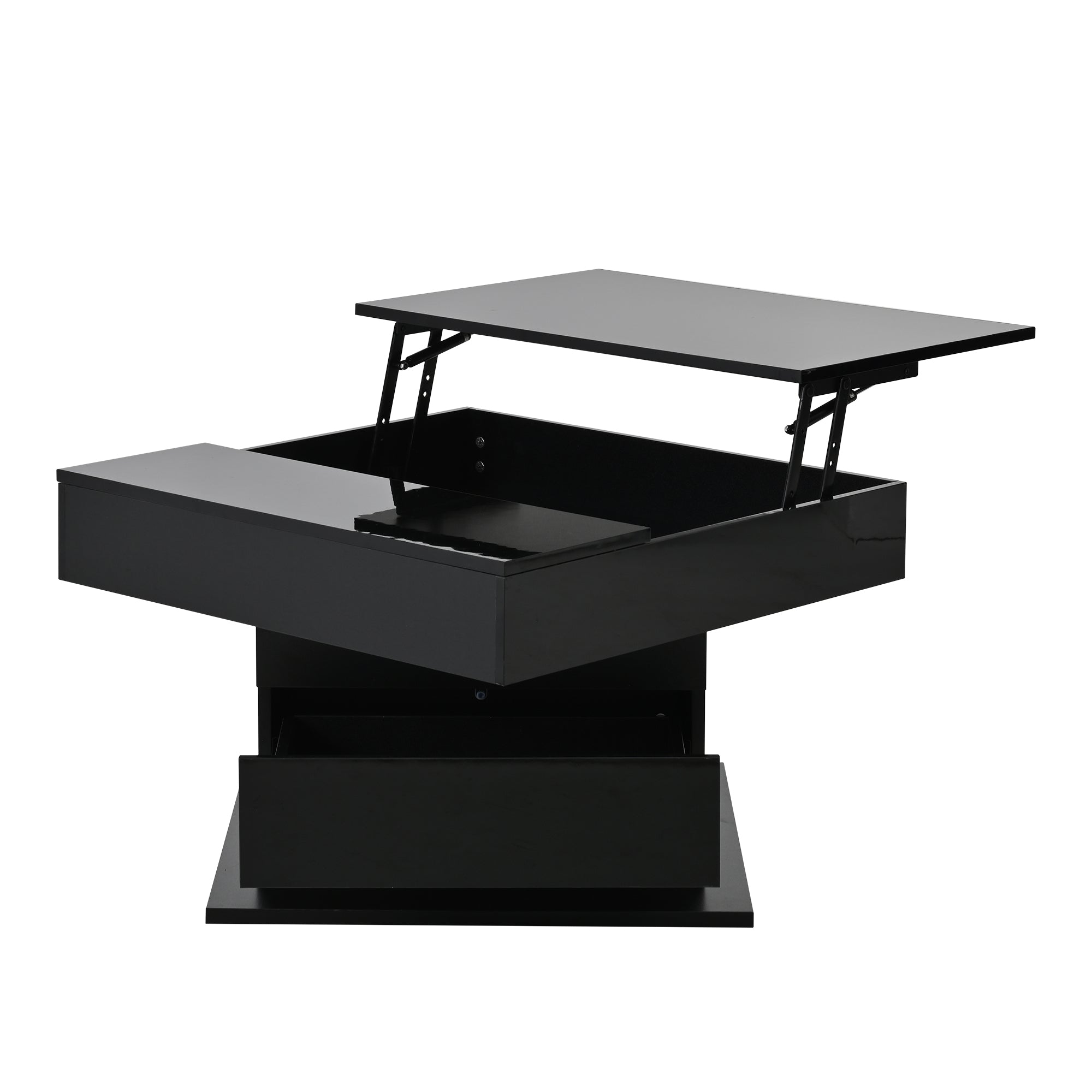 Logidon Salontafel 70x70 cm met draaibaar blad en lade zwart