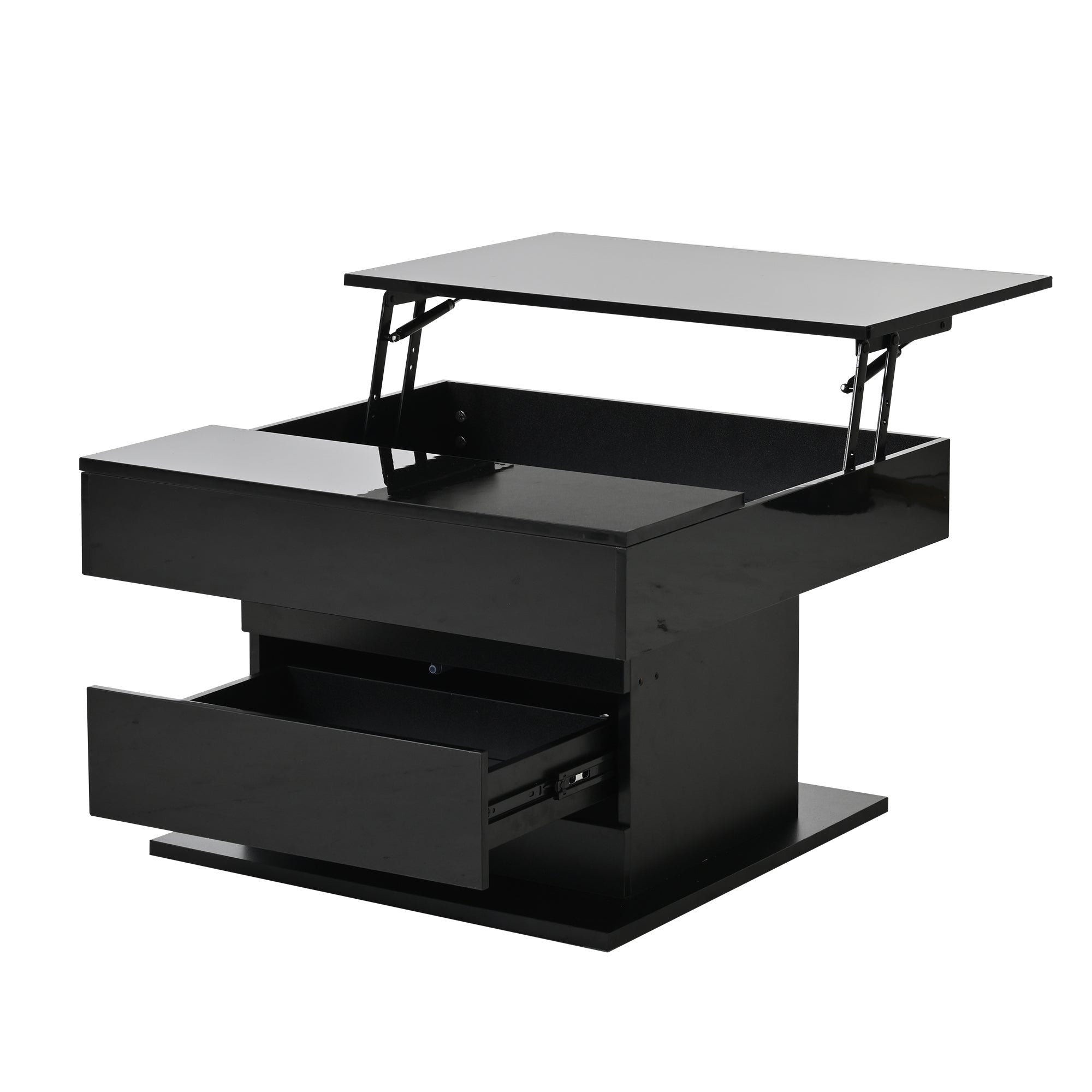 Logidon Salontafel 70x70 cm met draaibaar blad en lade zwart