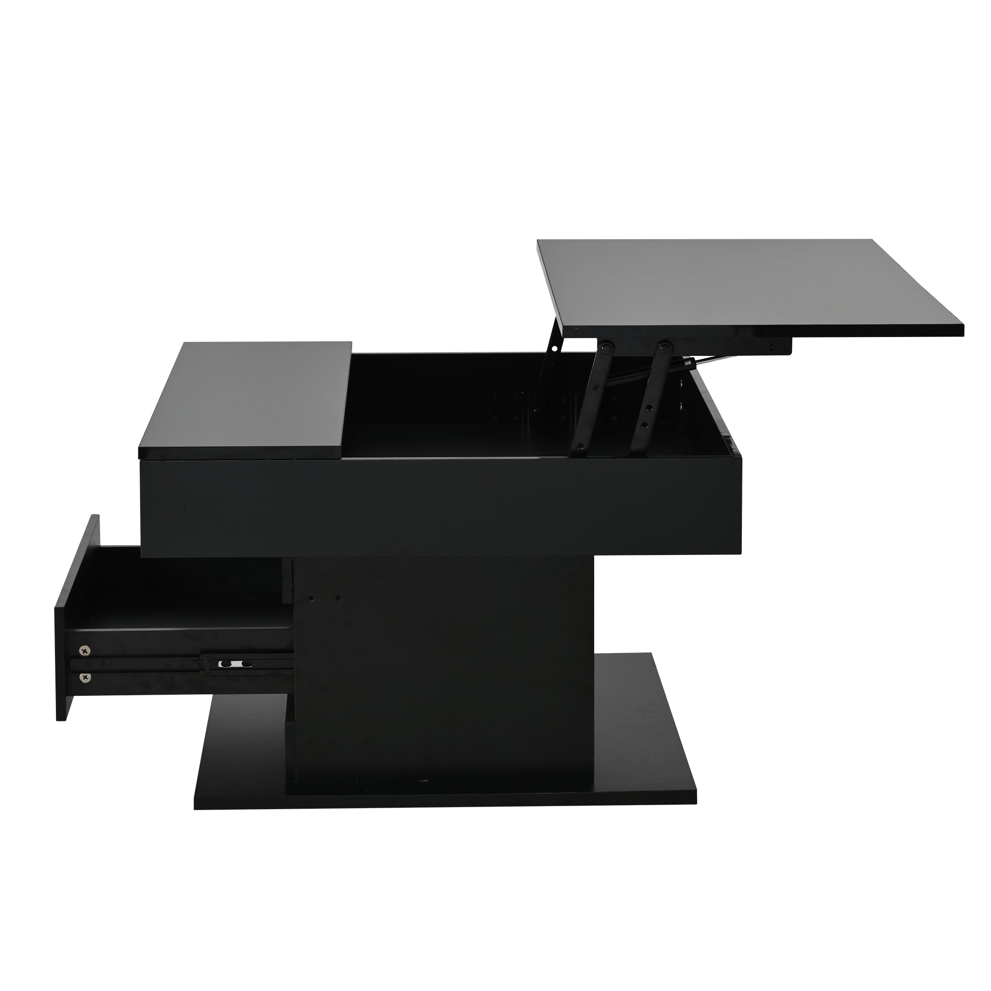Logidon Salontafel 70x70 cm met draaibaar blad en lade zwart