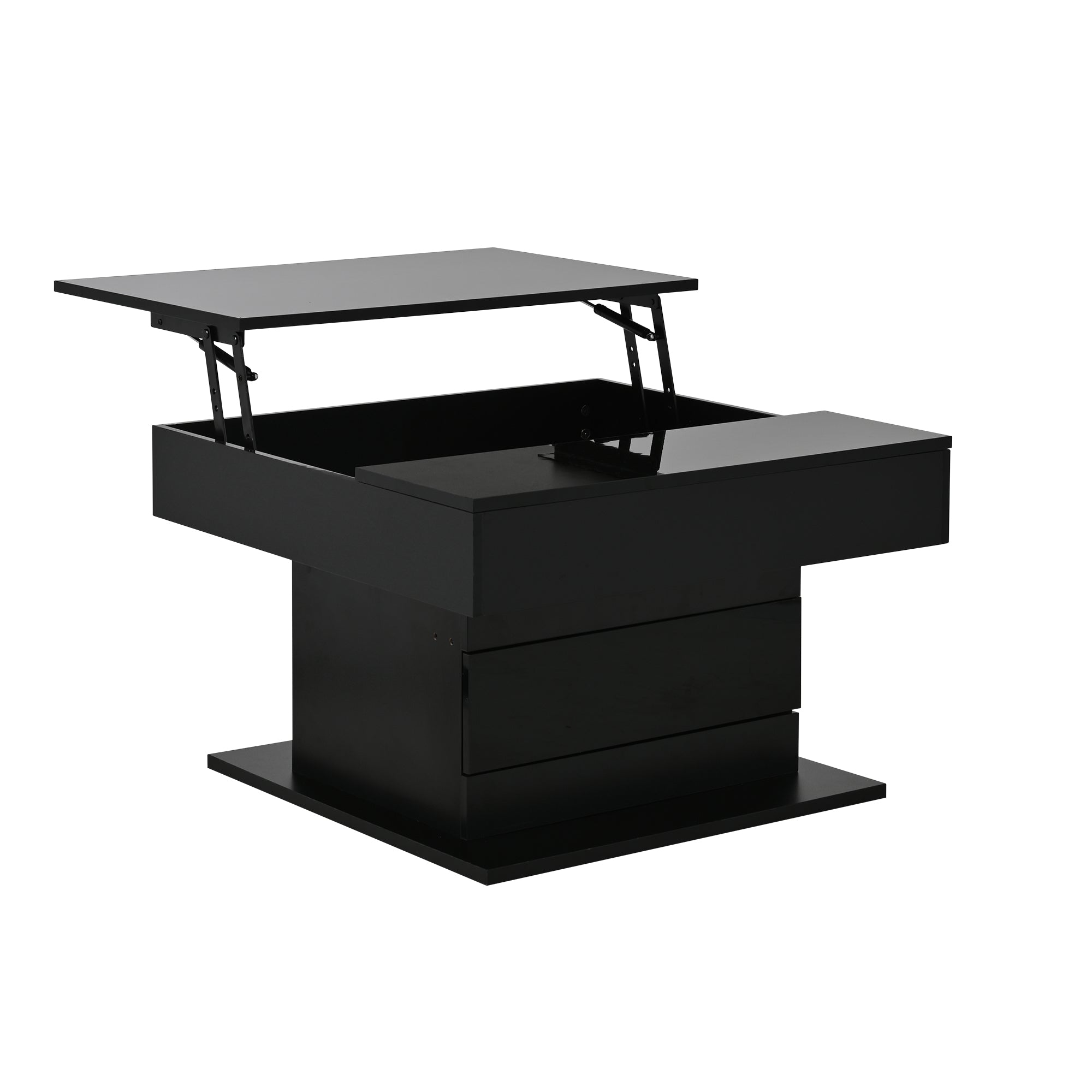 Logidon Salontafel 70x70 cm met draaibaar blad en lade zwart