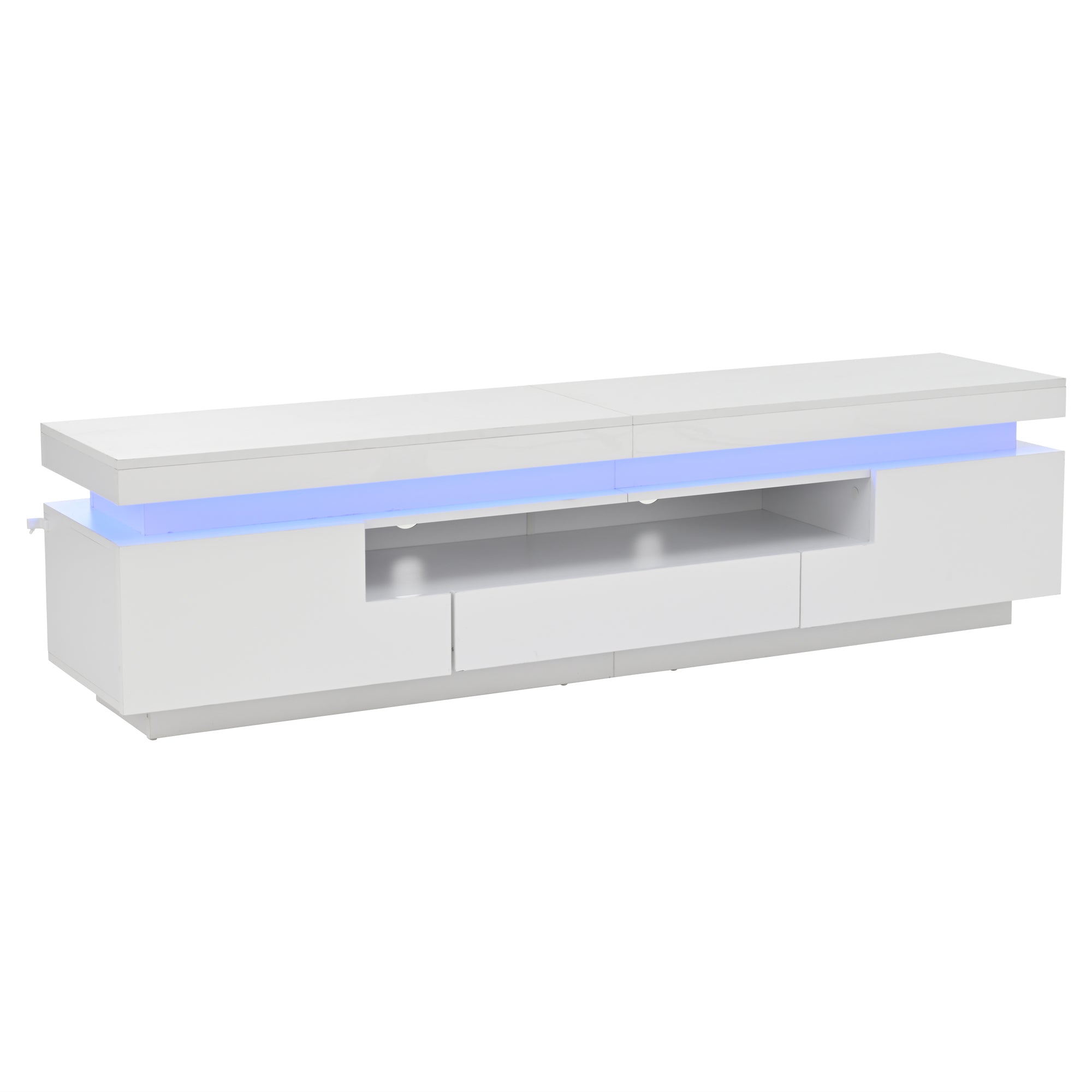 Logidon wit hoogglans LED lowboard 175x38x45 cm met 2 kasten
