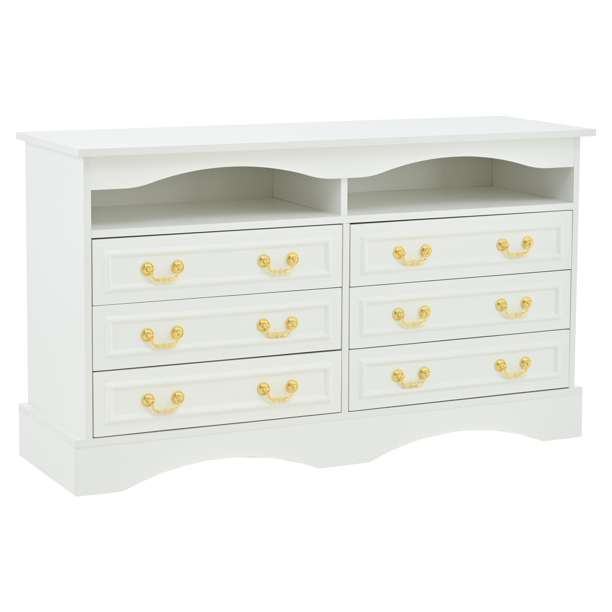 Logidon Dressoir 120x40x70 met LED-licht en halfopen opbergruimte Wit