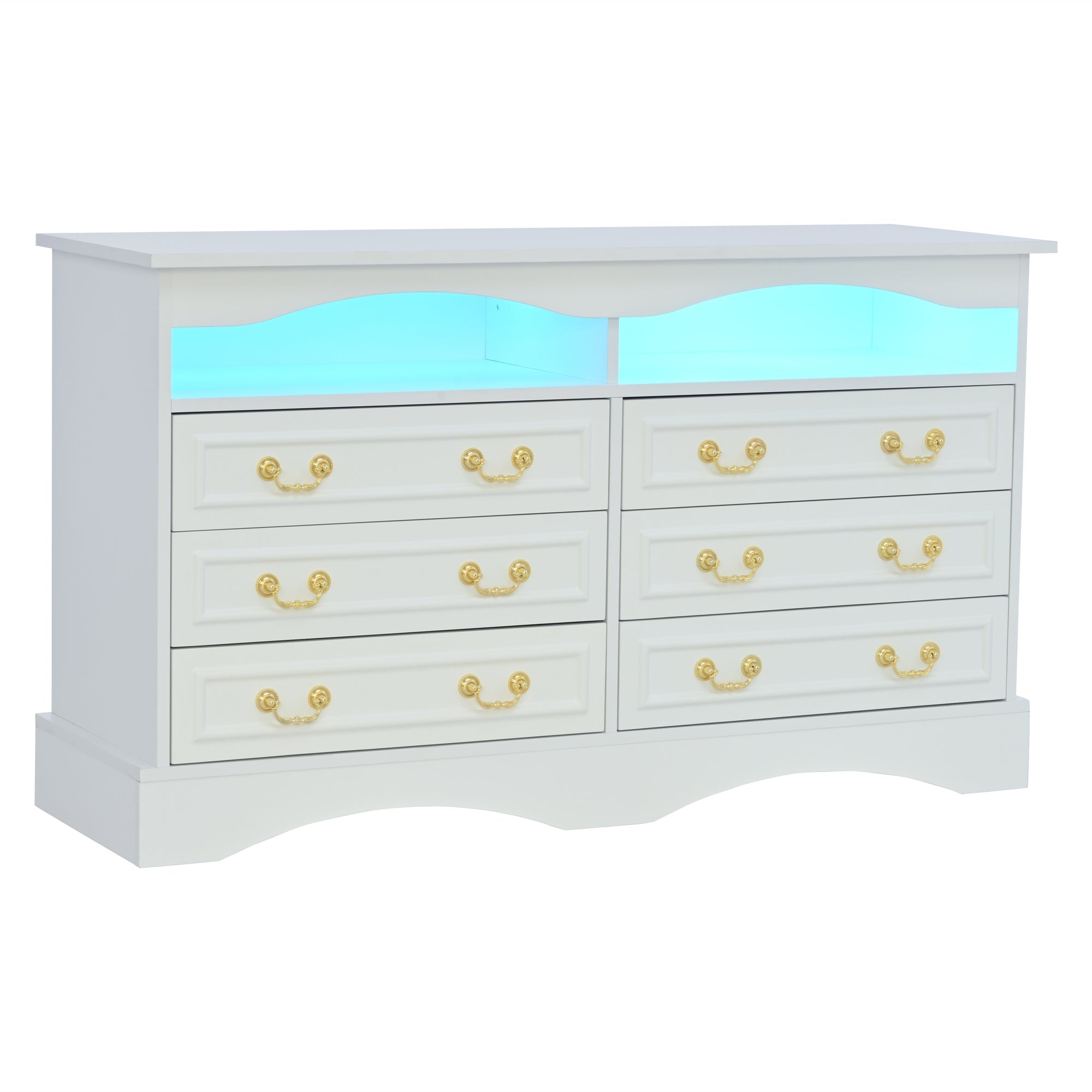 Logidon Dressoir 120x40x70 met LED-licht en halfopen opbergruimte Wit