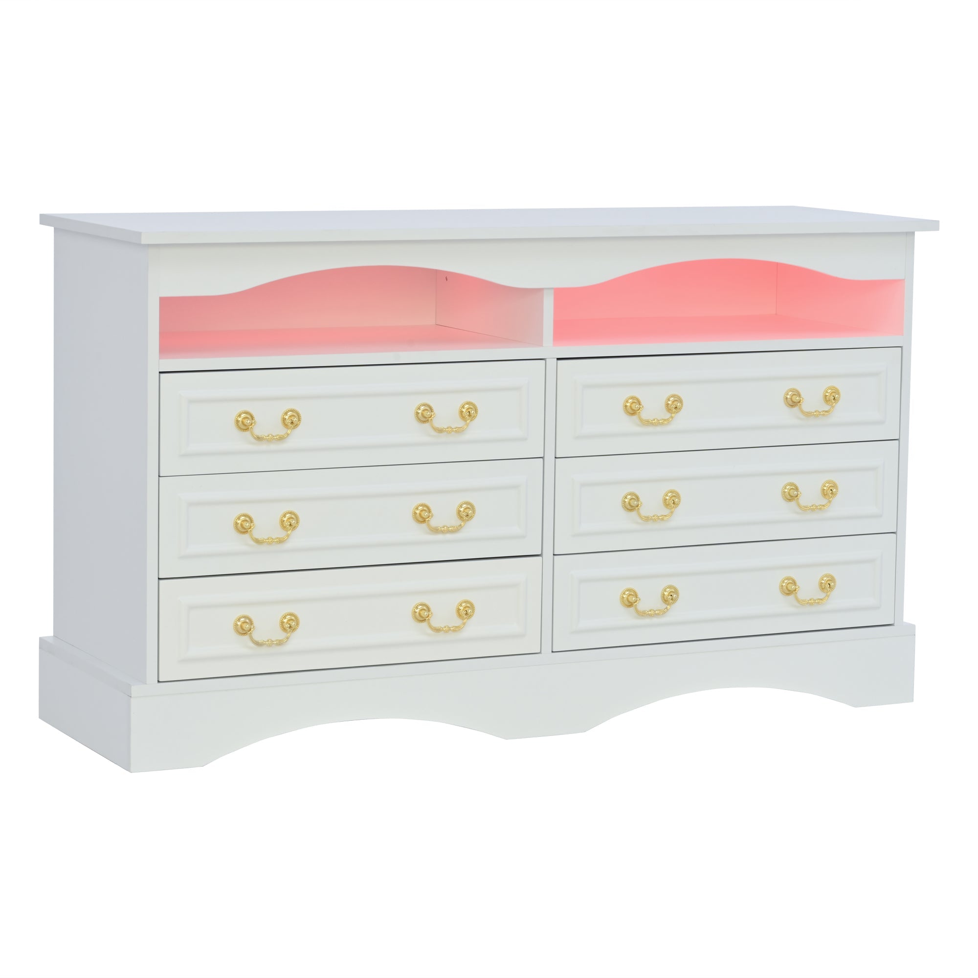 Logidon Dressoir 120x40x70 met LED-licht en halfopen opbergruimte Wit