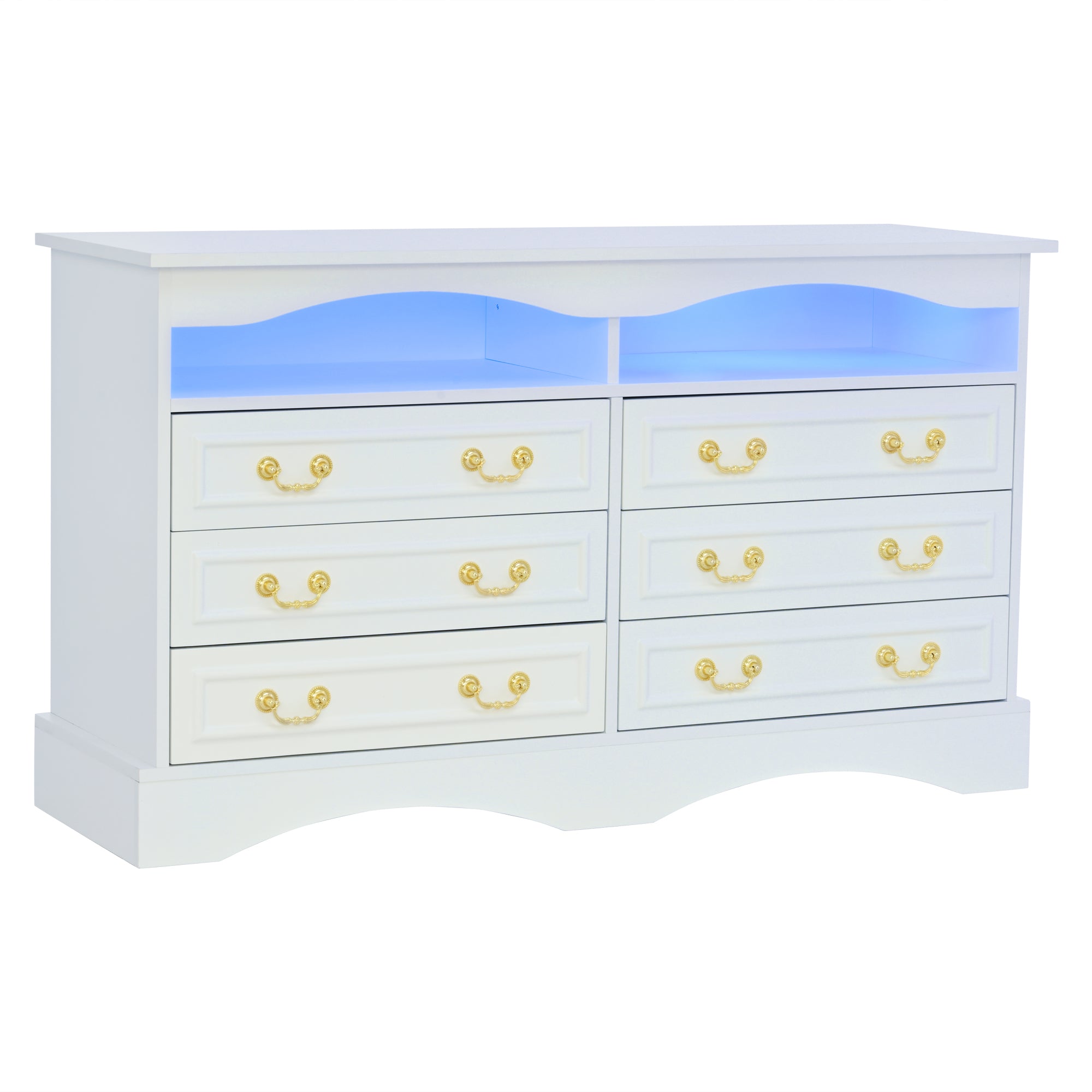 Logidon Dressoir 120x40x70 met LED-licht en halfopen opbergruimte Wit