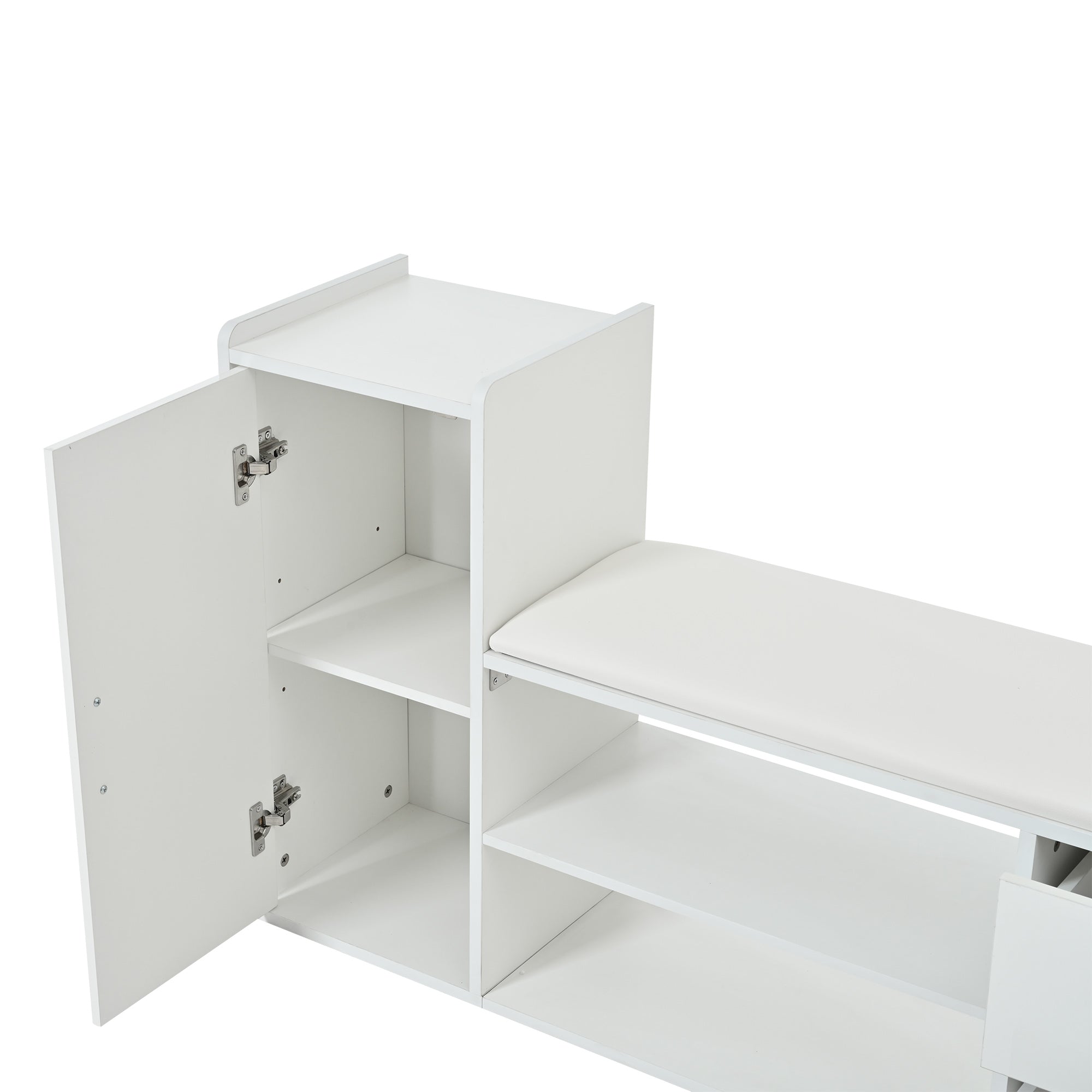 Logidon schoenenbank wit hoogglans 128x30x68 cm met 2 lades