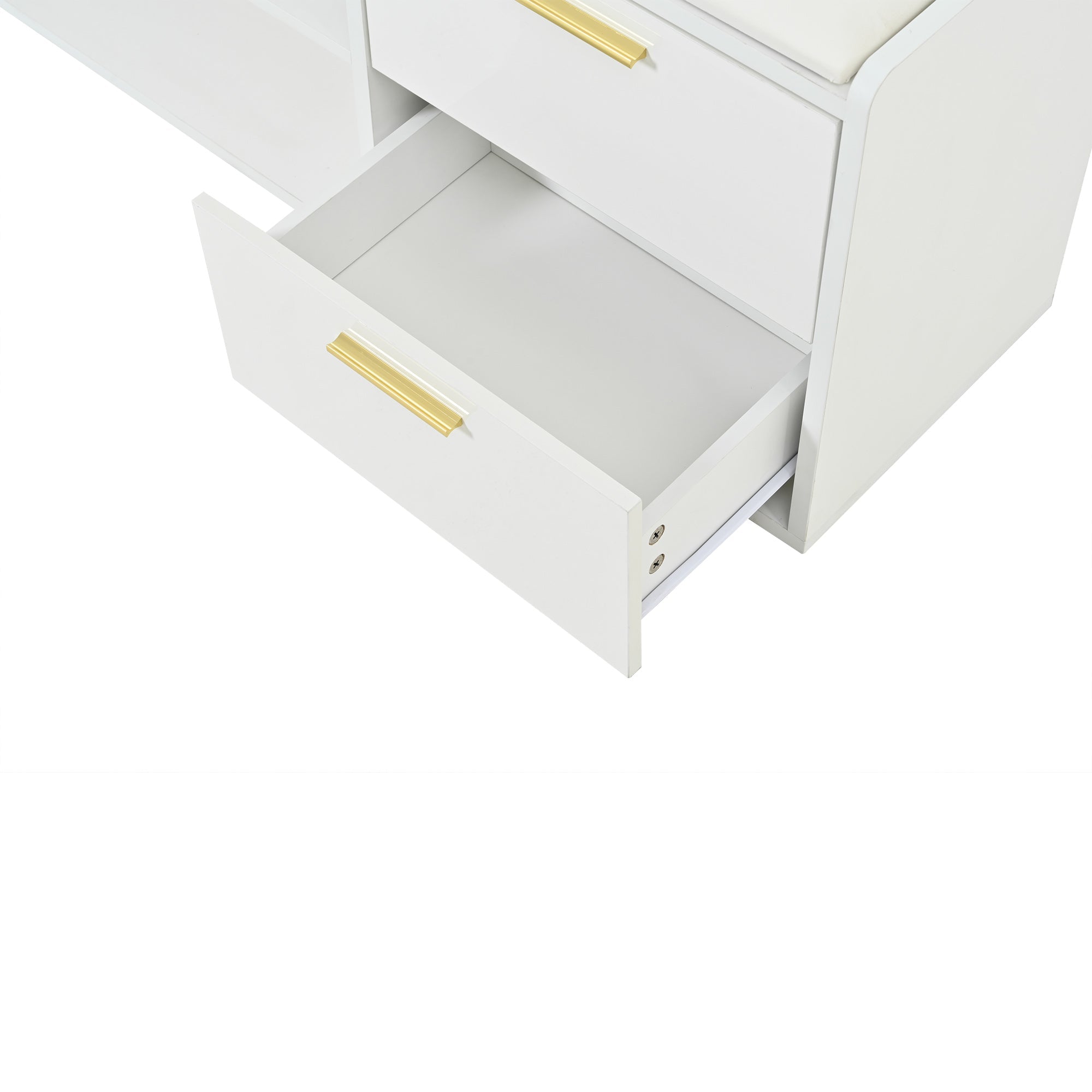 Logidon schoenenbank wit hoogglans 128x30x68 cm met 2 lades