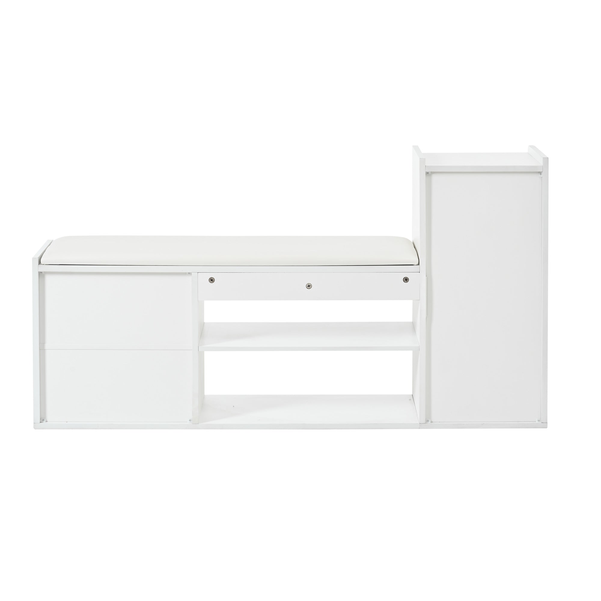 Logidon schoenenbank wit hoogglans 128x30x68 cm met 2 lades