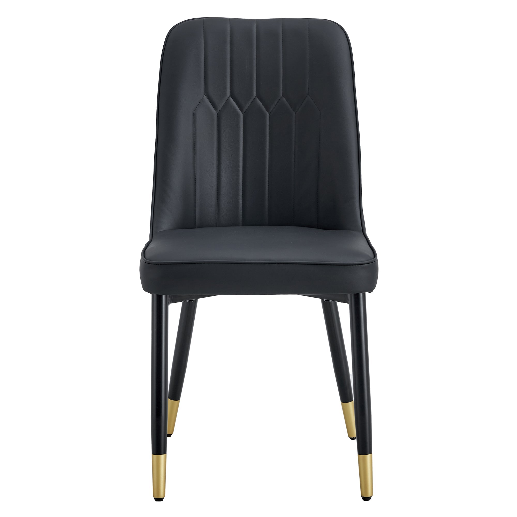 Logidon set van twee zwarte eetkamerstoelen met PU lederen rugkussens