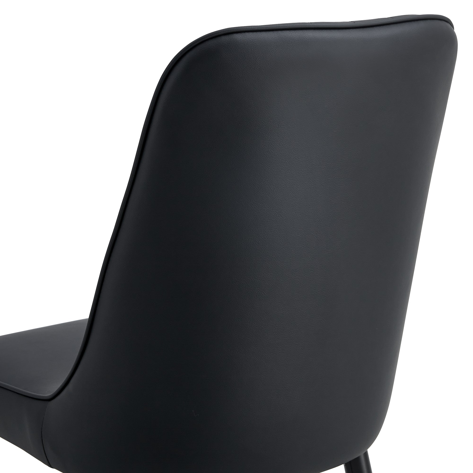 Logidon set van twee zwarte eetkamerstoelen met PU lederen rugkussens