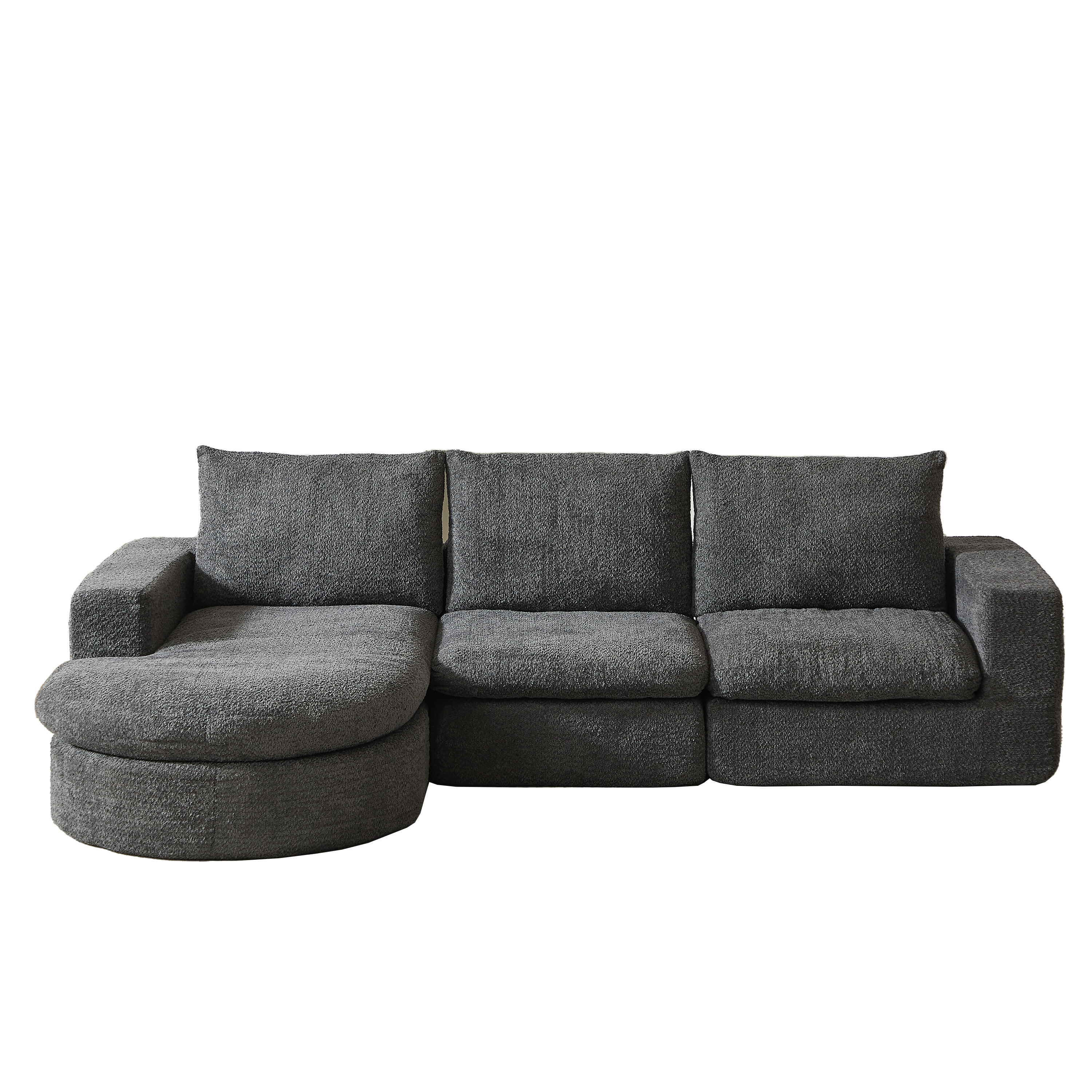 Logidon Chenille Bank met Loungebank en Ligpositie Grijs Fluweel