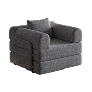 Logidon Chenille slaapbank 2-in-1 met opbergvak armleuning grijs fluweel