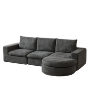Logidon Chenille Bank met Loungebank en Ligpositie Grijs Fluweel