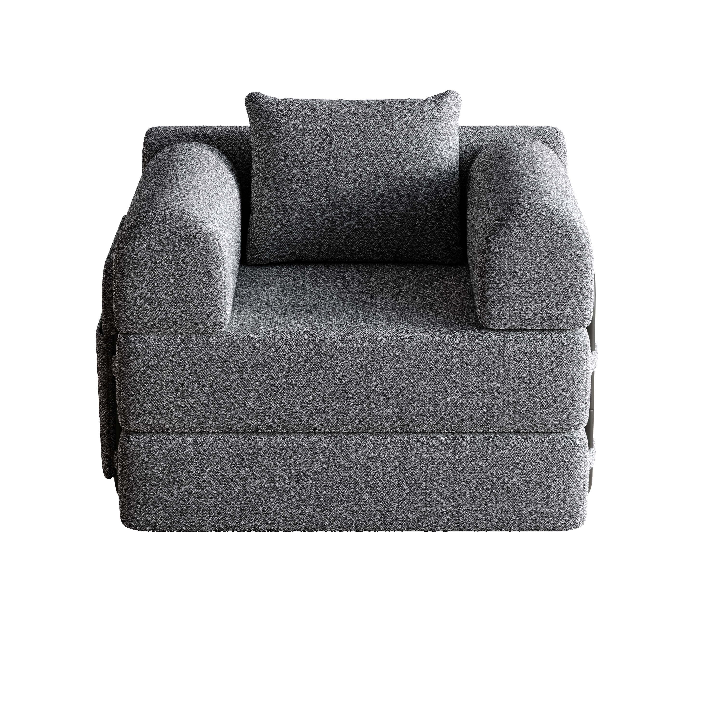 Logidon Chenille slaapbank 2-in-1 met opbergvak armleuning grijs fluweel
