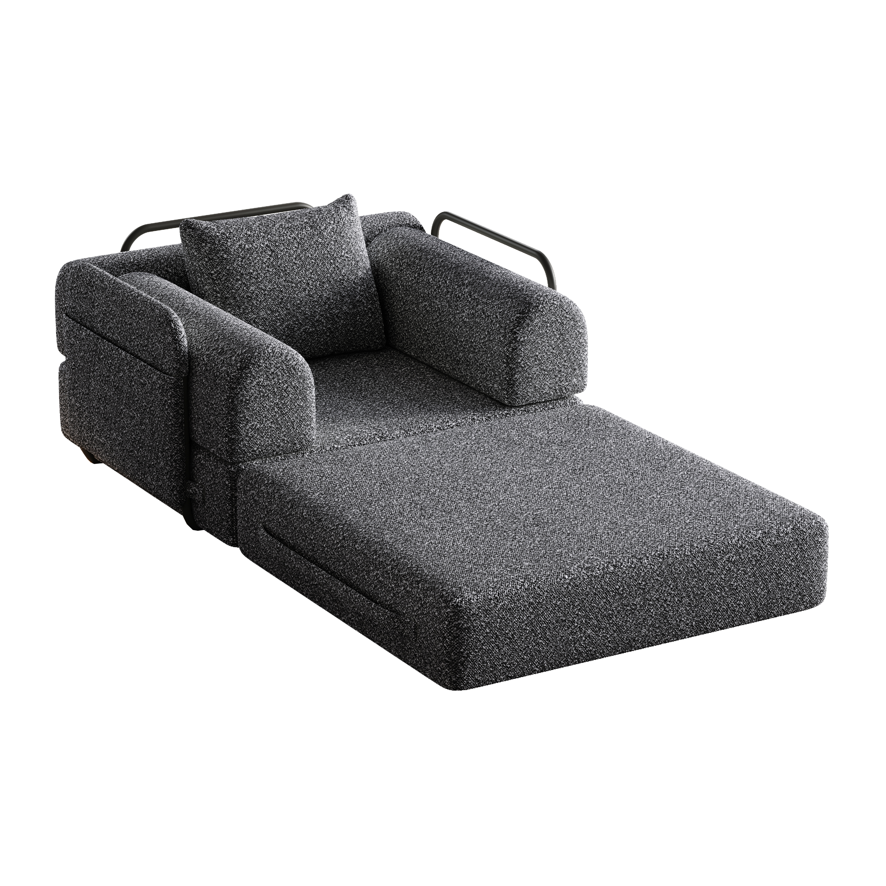 Logidon Chenille slaapbank 2-in-1 met opbergvak armleuning grijs fluweel