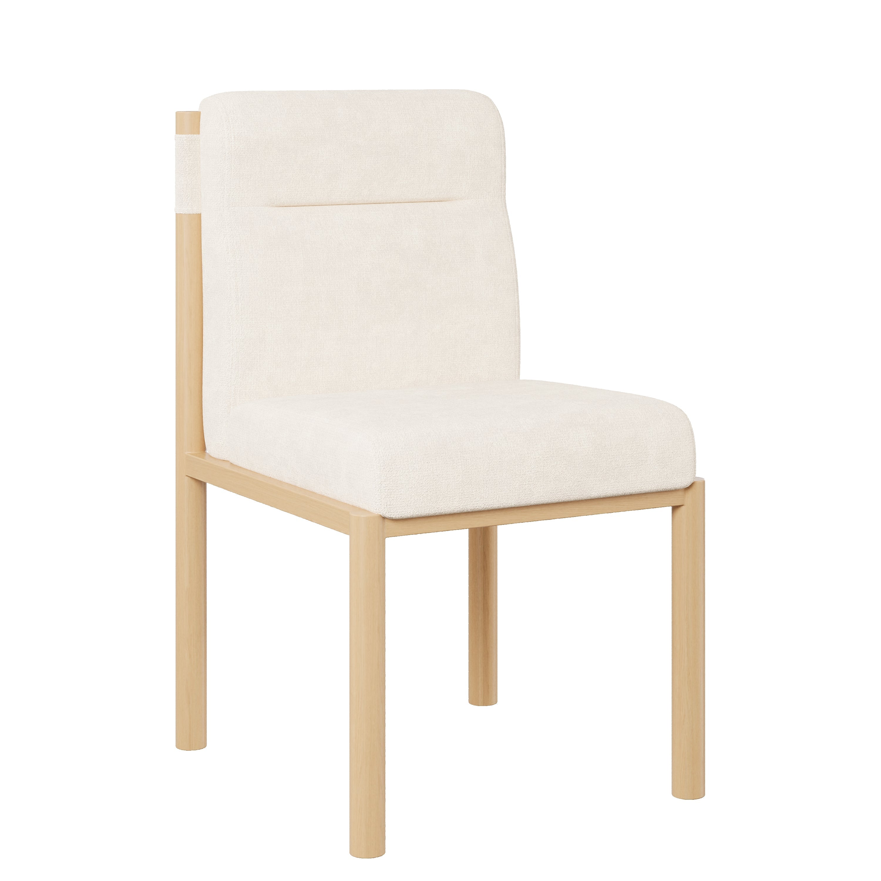 Logidon eetkamerstoelen set van 2 beige Sherpa stof eikenhoutlook