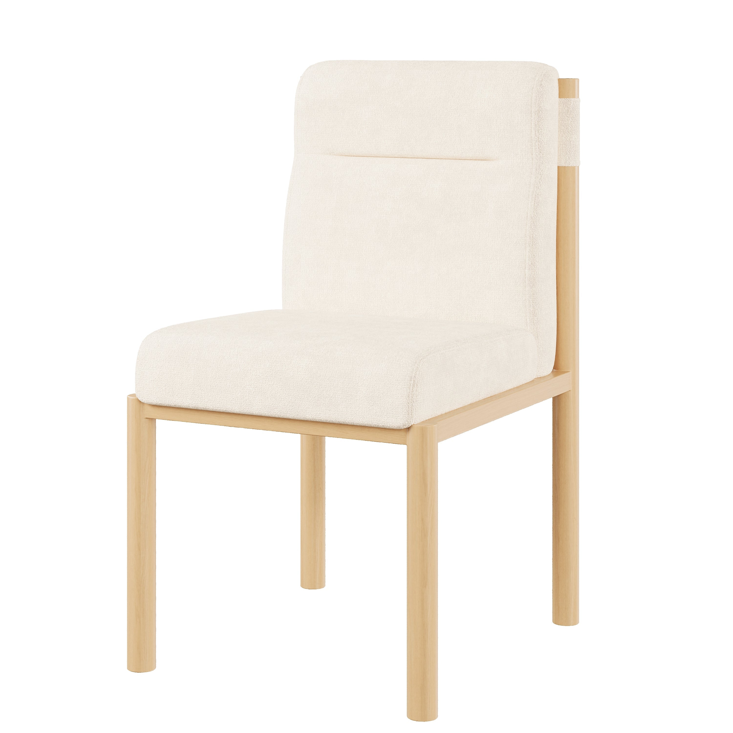 Logidon eetkamerstoelen set van 2 beige Sherpa stof eikenhoutlook