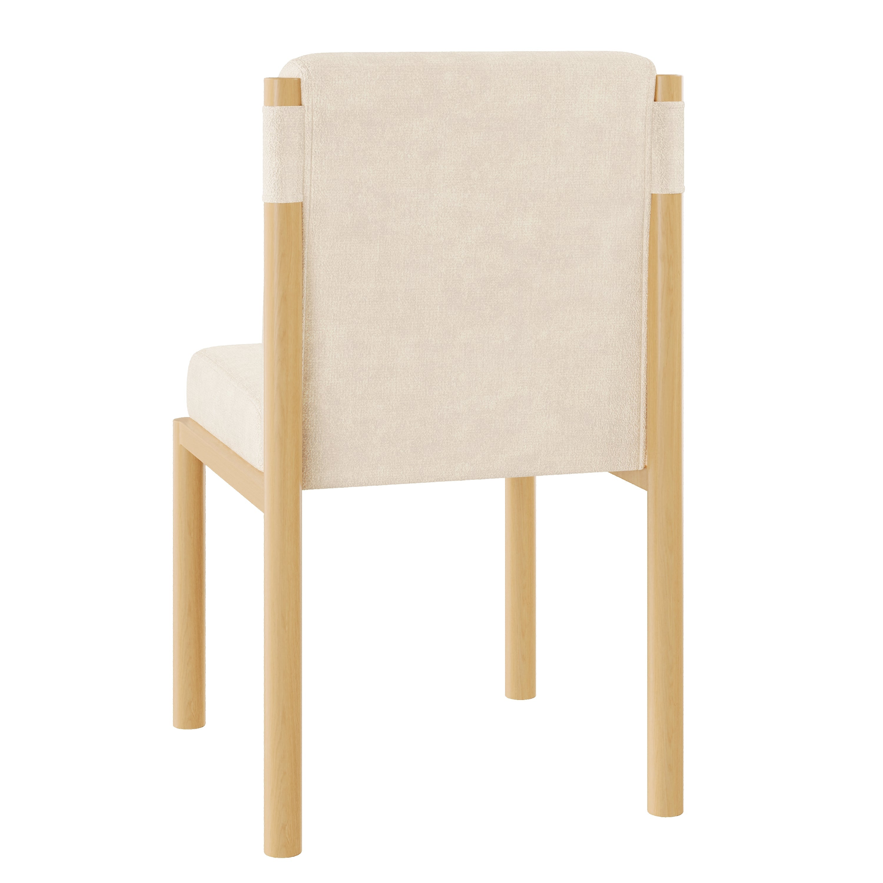 Logidon eetkamerstoelen set van 2 beige Sherpa stof eikenhoutlook