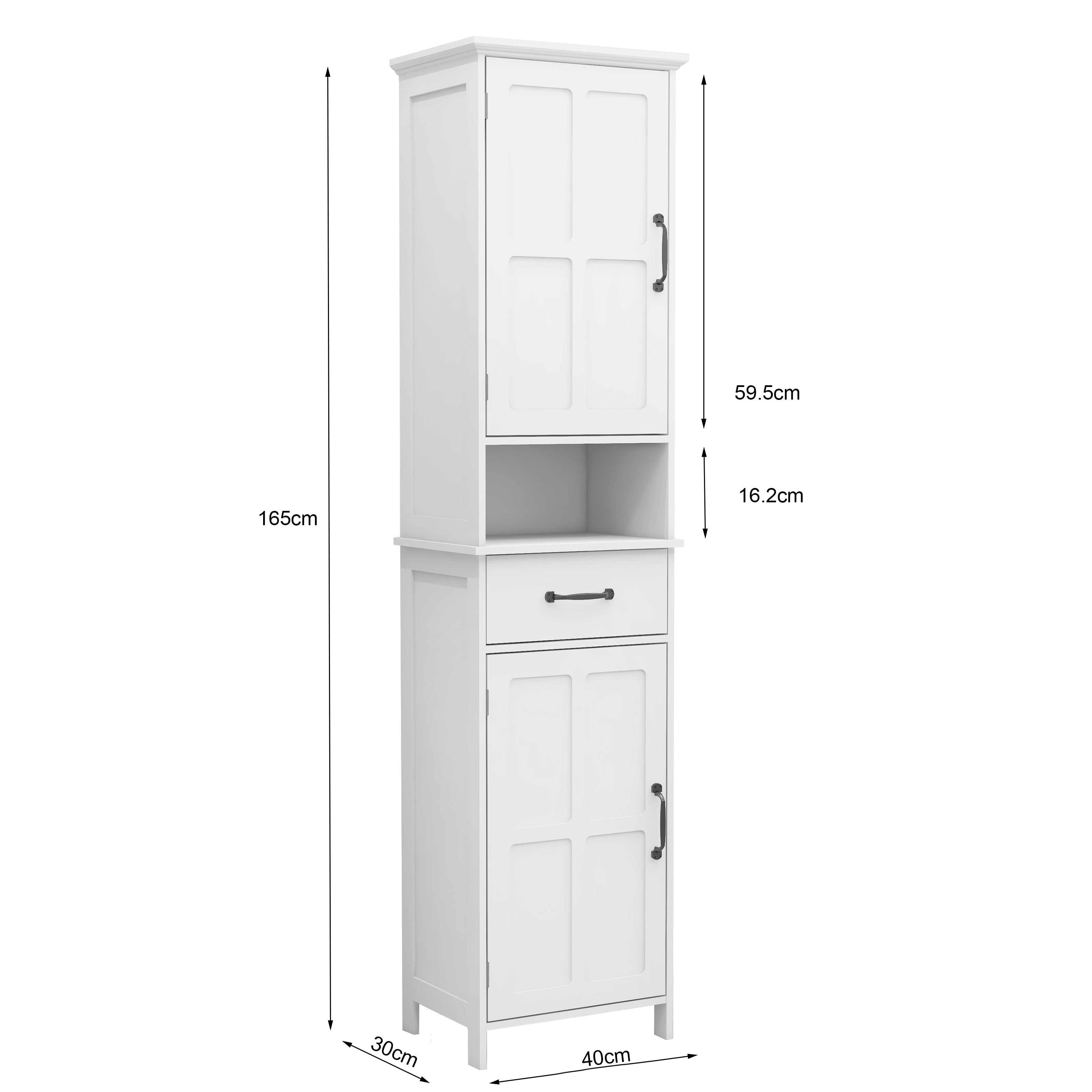 Logidon dubbele deur smalle hoge kast wit MDF 165x40x30 cm