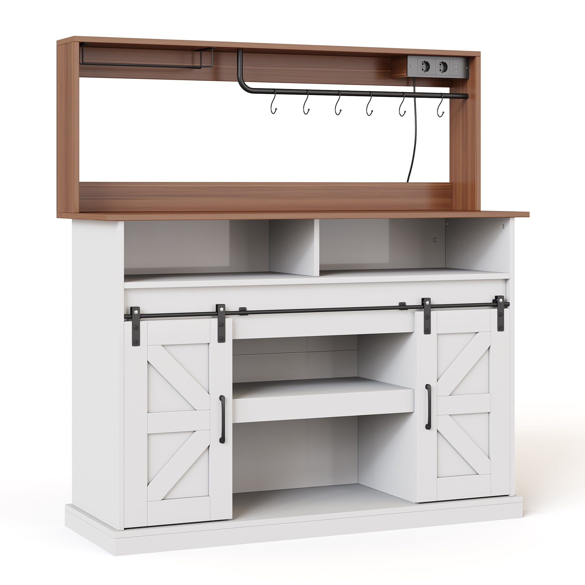 Logidon koffiebar 120 cm met glashouder en stopcontacten wit