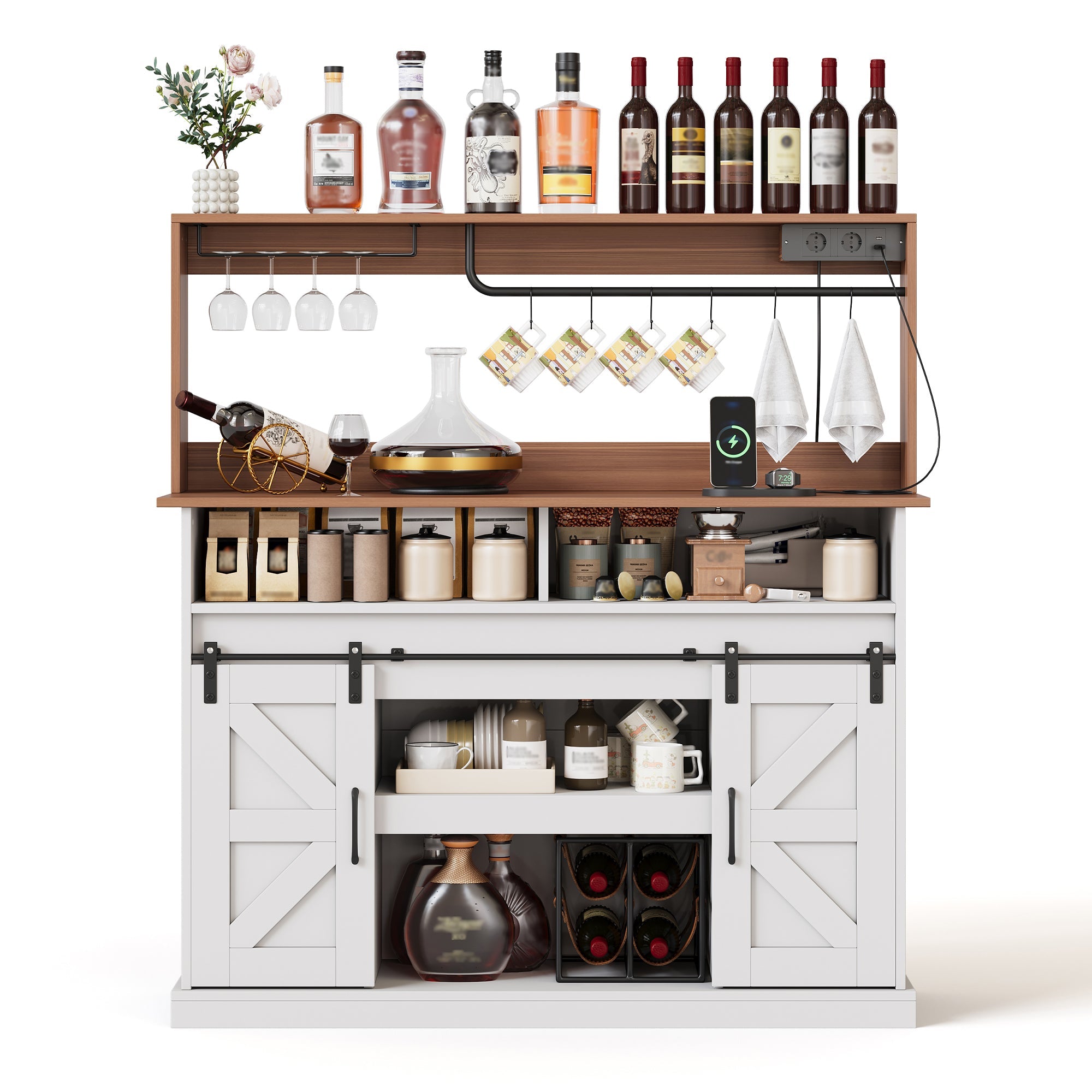 Logidon koffiebar 120 cm met glashouder en stopcontacten wit