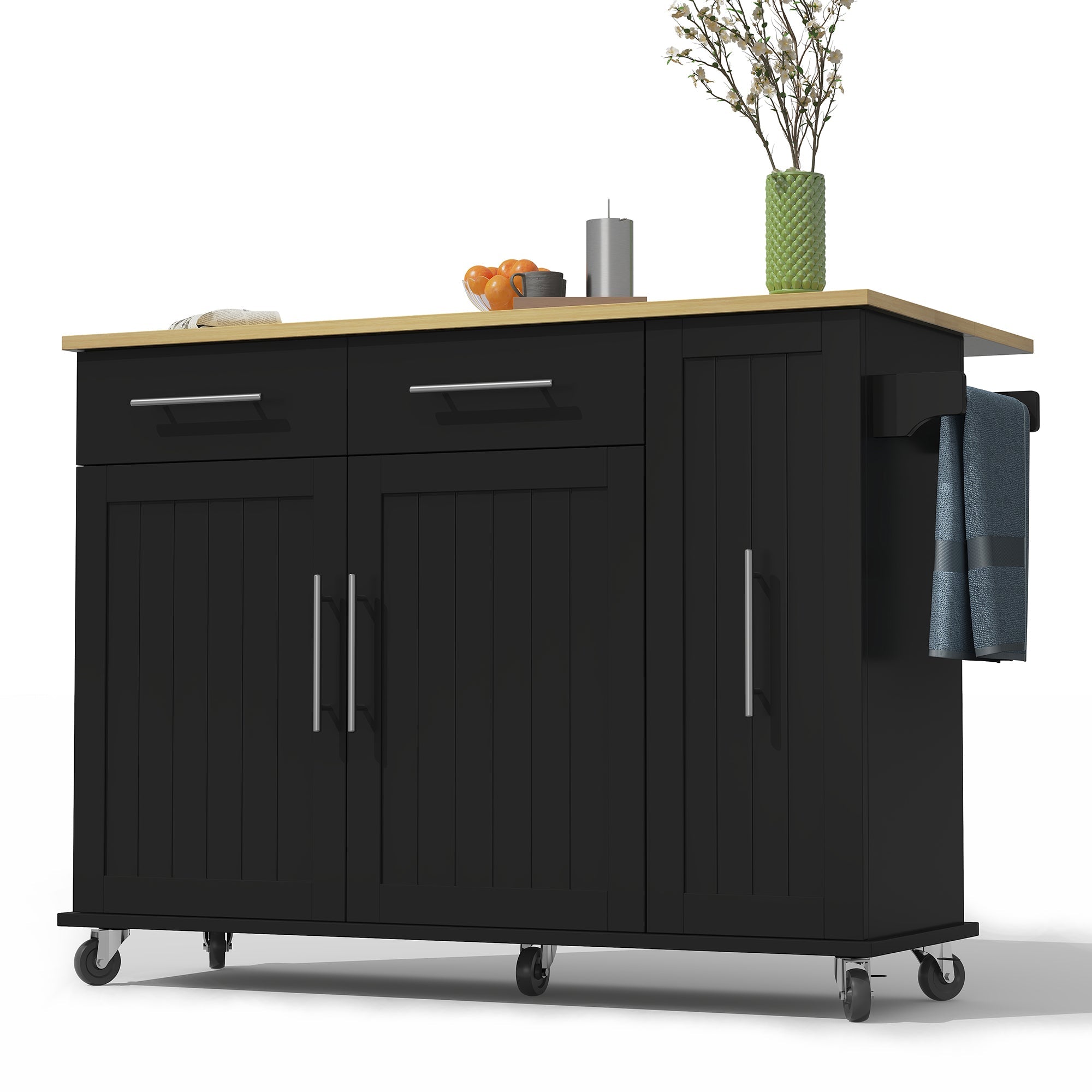 Logidon Keukeneiland Met Druppelblad 120x40x90 cm Zwart
