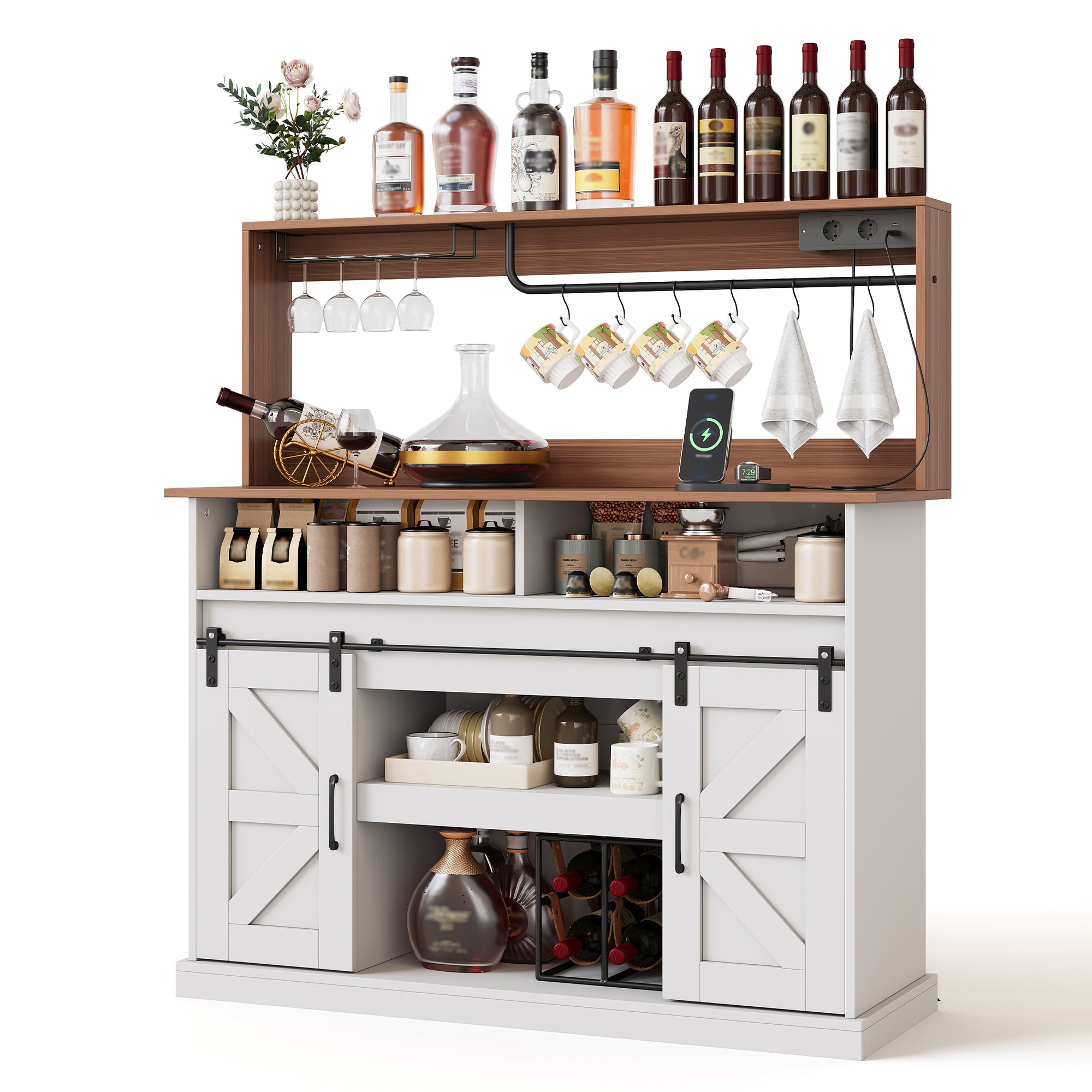 Logidon koffiebar 120 cm met glashouder en stopcontacten wit