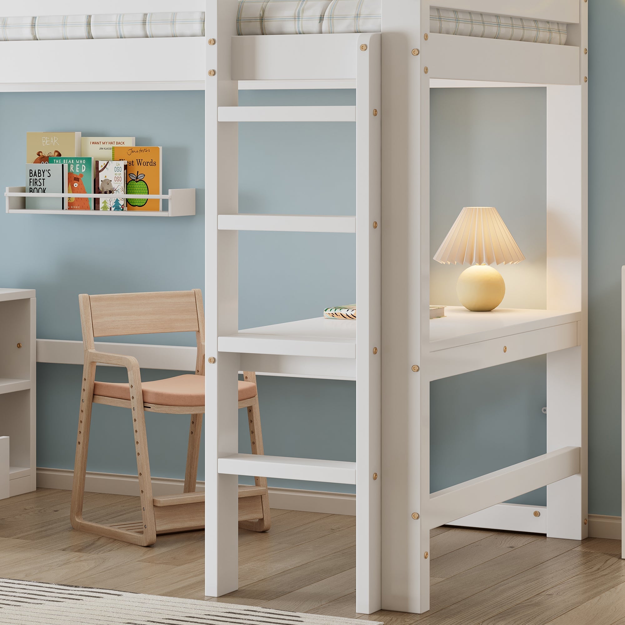 Logidon hoogslaper 90x200cm wit met bureau en opbergruimte