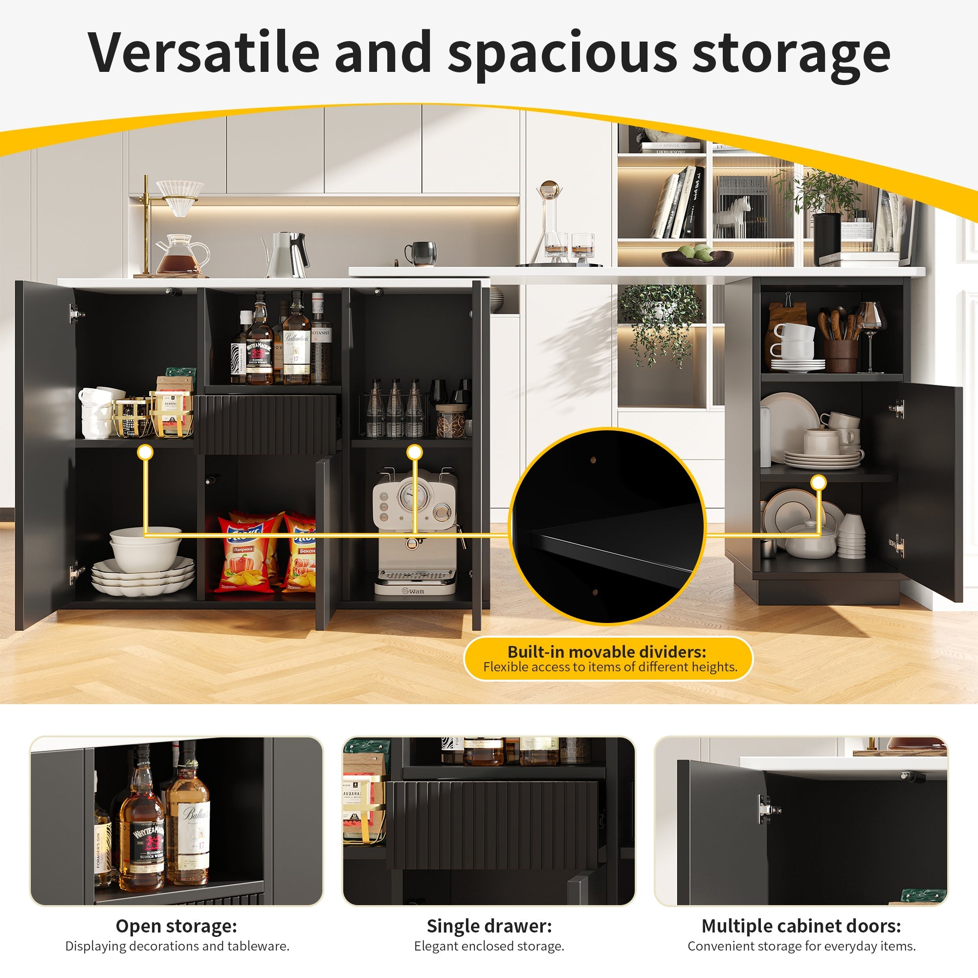 Logidon Draaibare Bartafel 360 Graden Zwart 210 x 30 x 100,9 cm