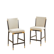 Logidon set van 2 barkrukken op toonbankhoogte zwart goud frame beige stof