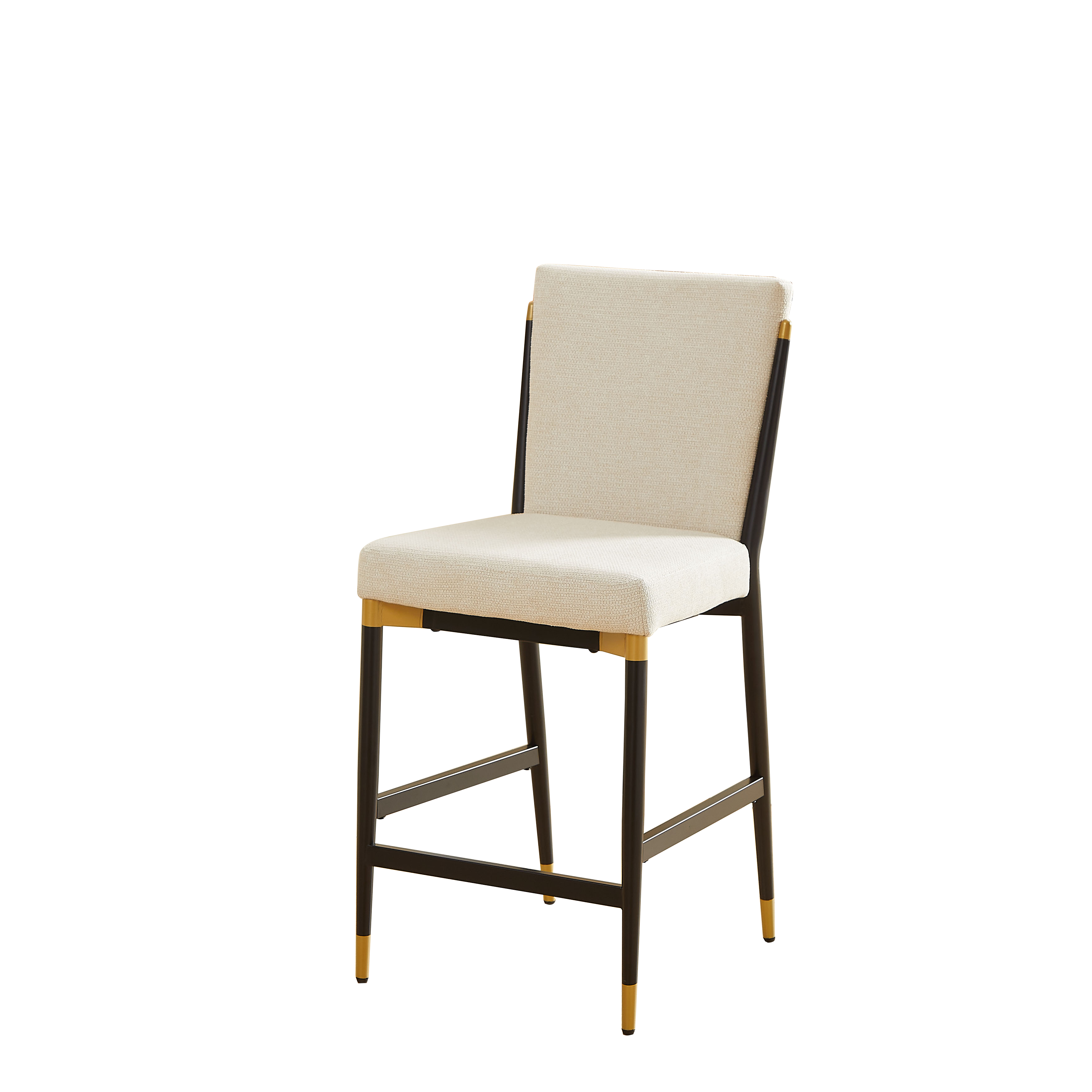 Logidon set van 2 barkrukken op toonbankhoogte zwart goud frame beige stof