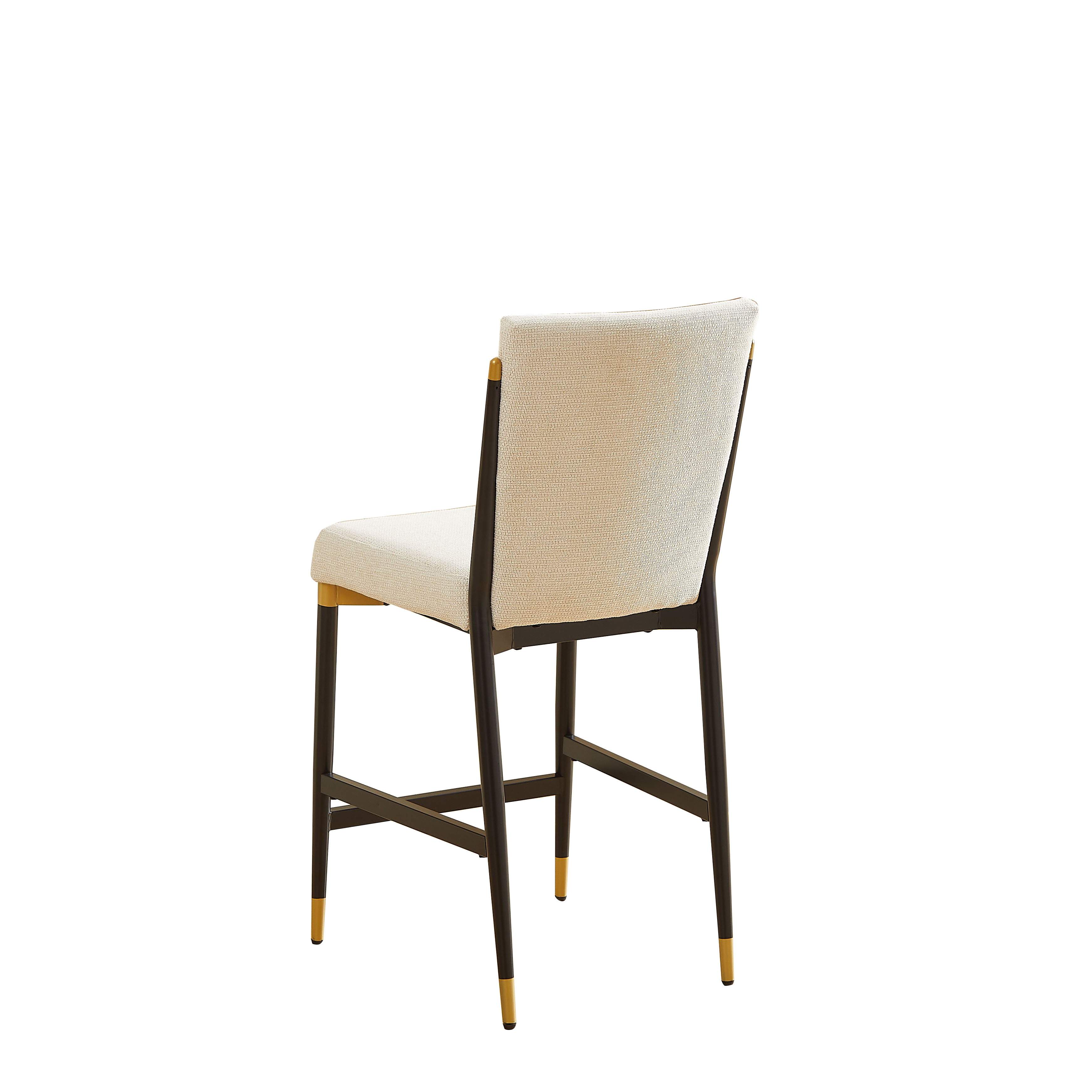 Logidon set van 2 barkrukken op toonbankhoogte zwart goud frame beige stof