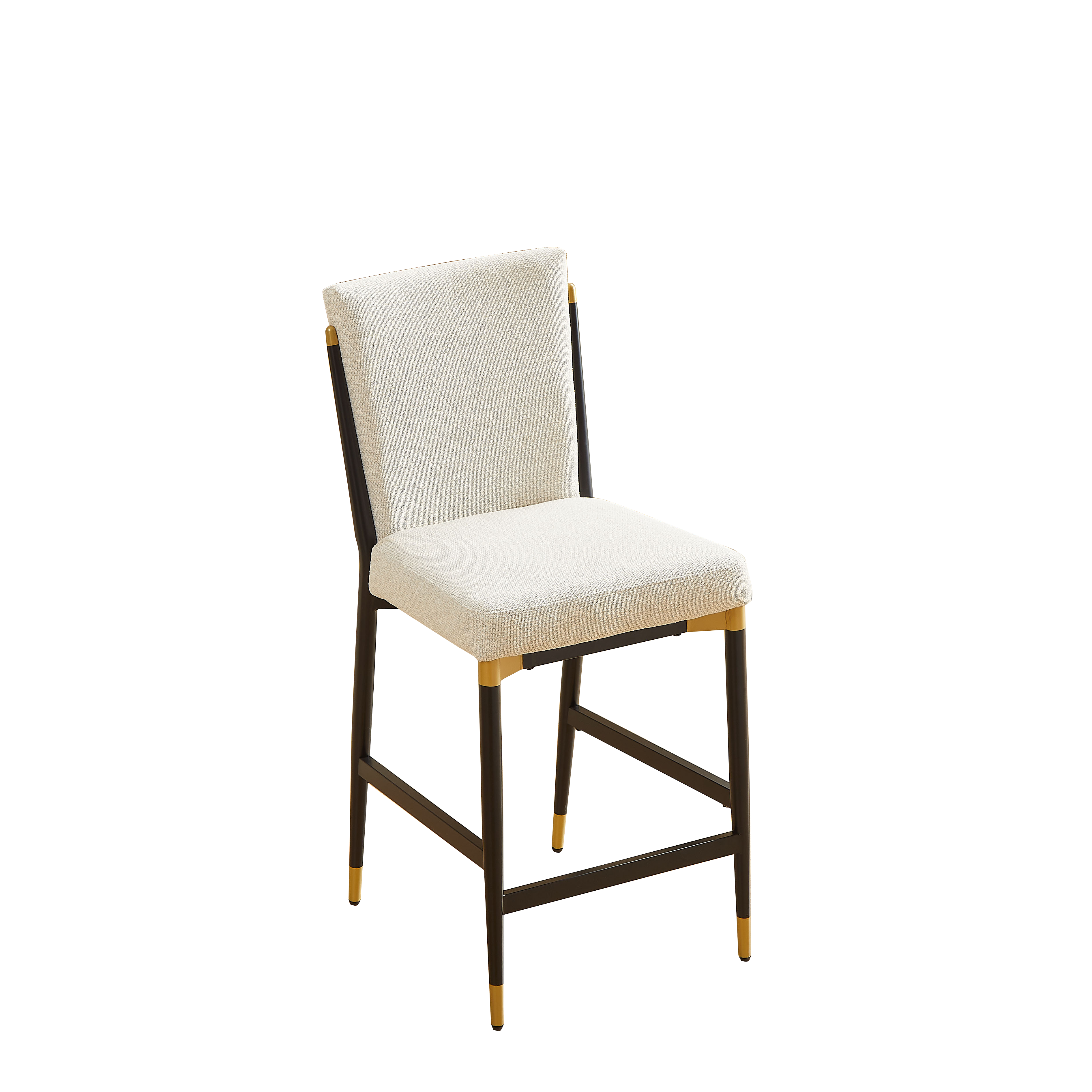 Logidon set van 2 barkrukken op toonbankhoogte zwart goud frame beige stof