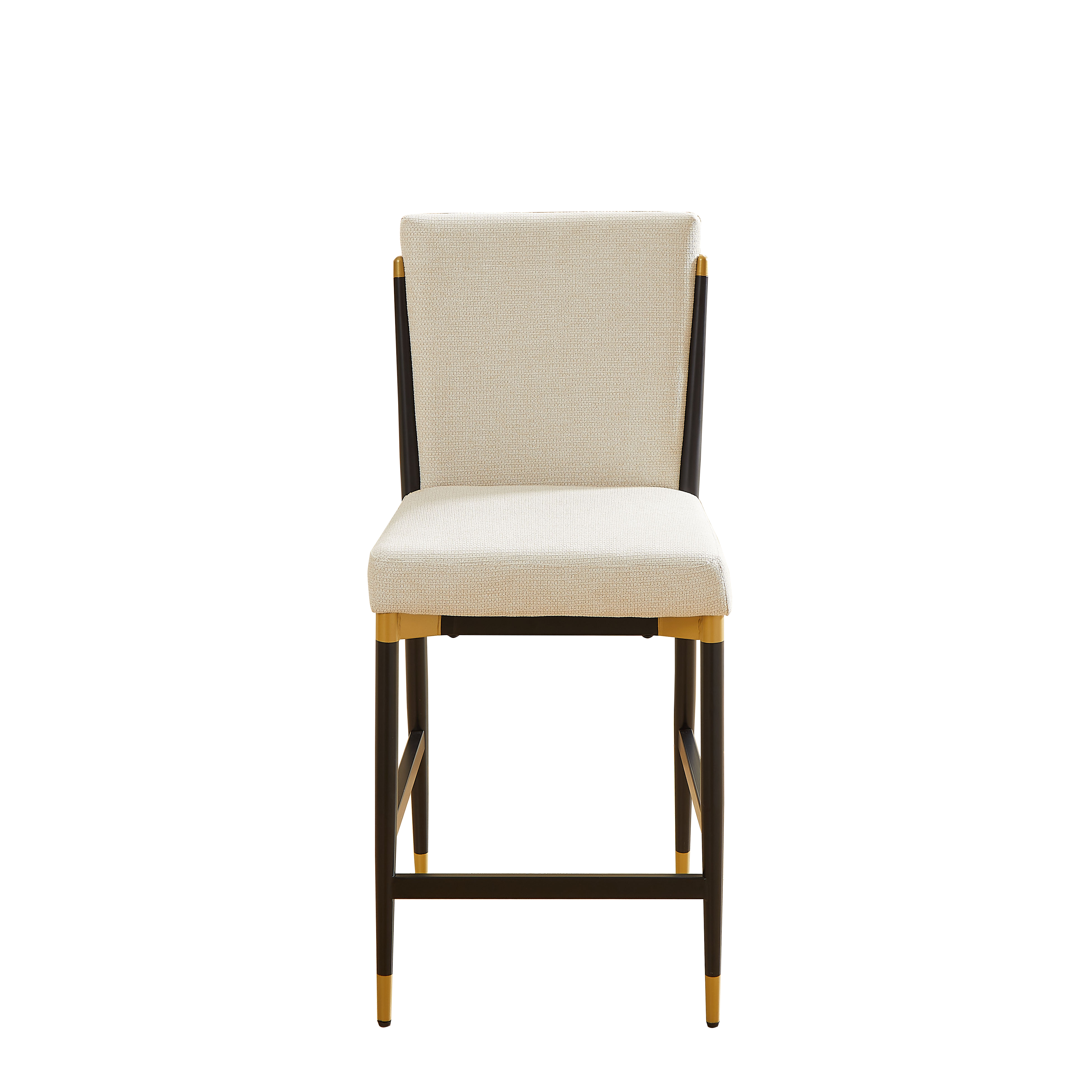 Logidon set van 2 barkrukken op toonbankhoogte zwart goud frame beige stof