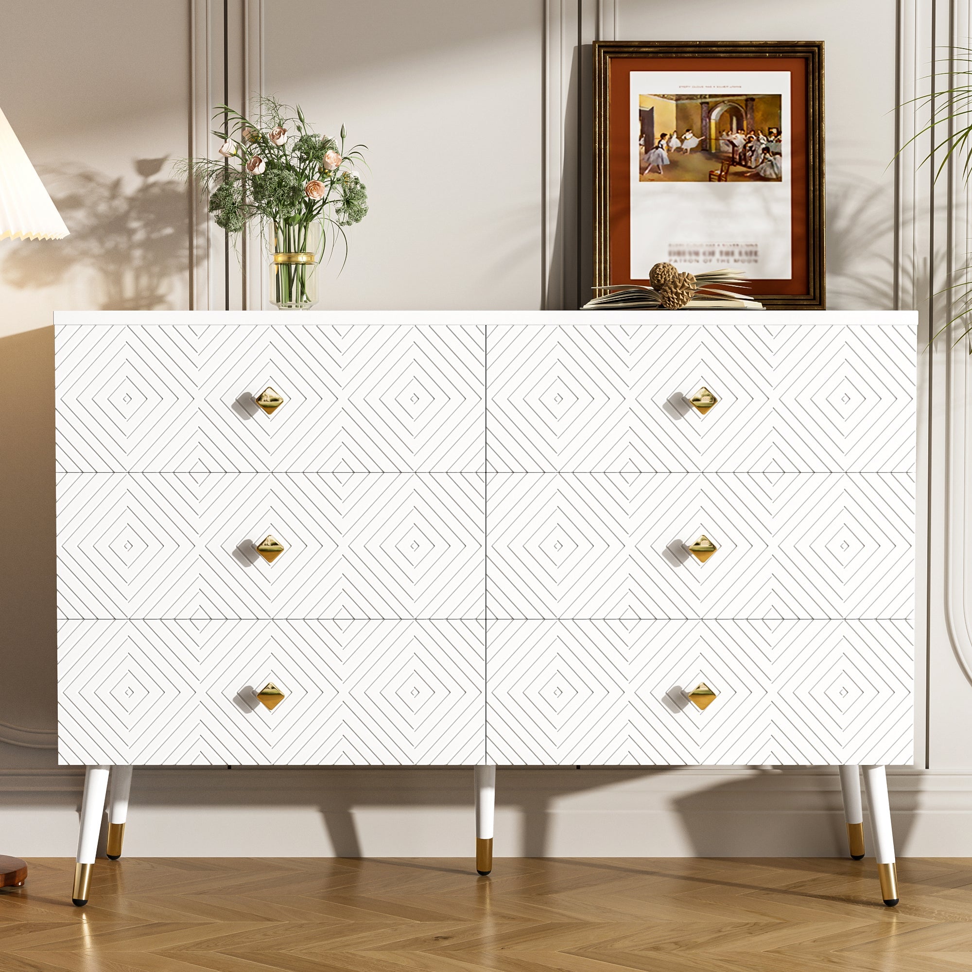 Logidon Moderne ladekast 6 lades 120x40x80 cm wit