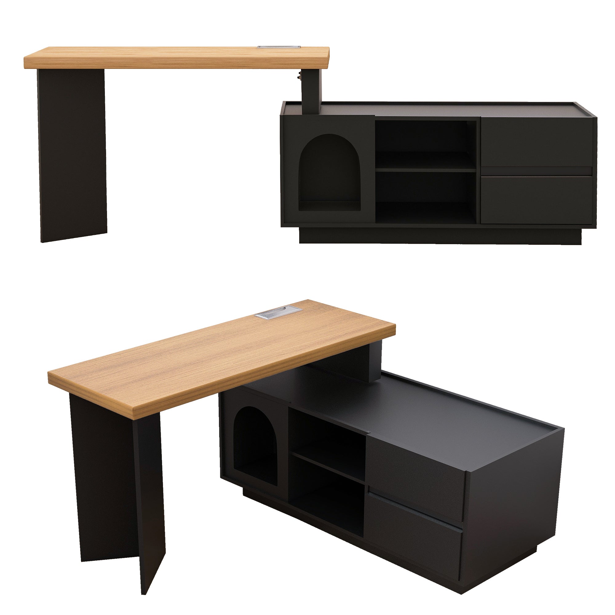 Logidon Hoekbureau met geïntegreerd dierenhok 120x50 cm MDF Zwart