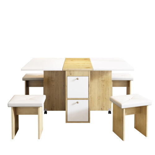 Logidon Eettafelset Wit Eiken 120x80x75cm met Vier Stoelen