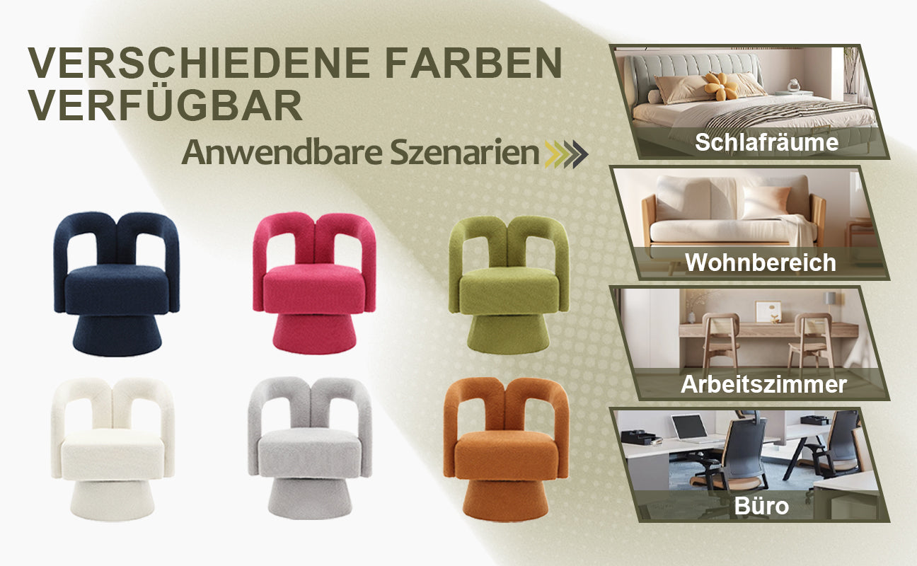 Logidon 360 degree swivel chair Boucle olive green accent chair